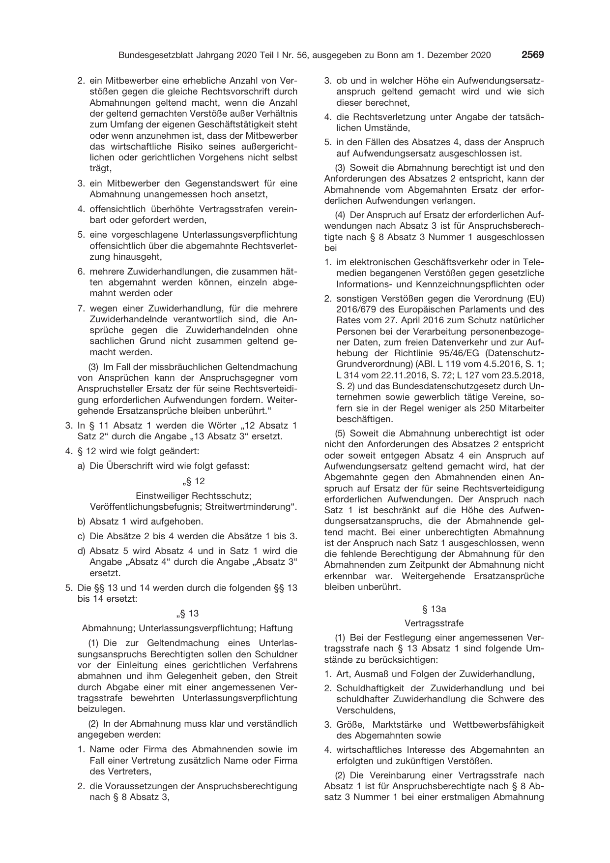 BGBl. 2020, Seite 2569 — Originalseite als Abbildung