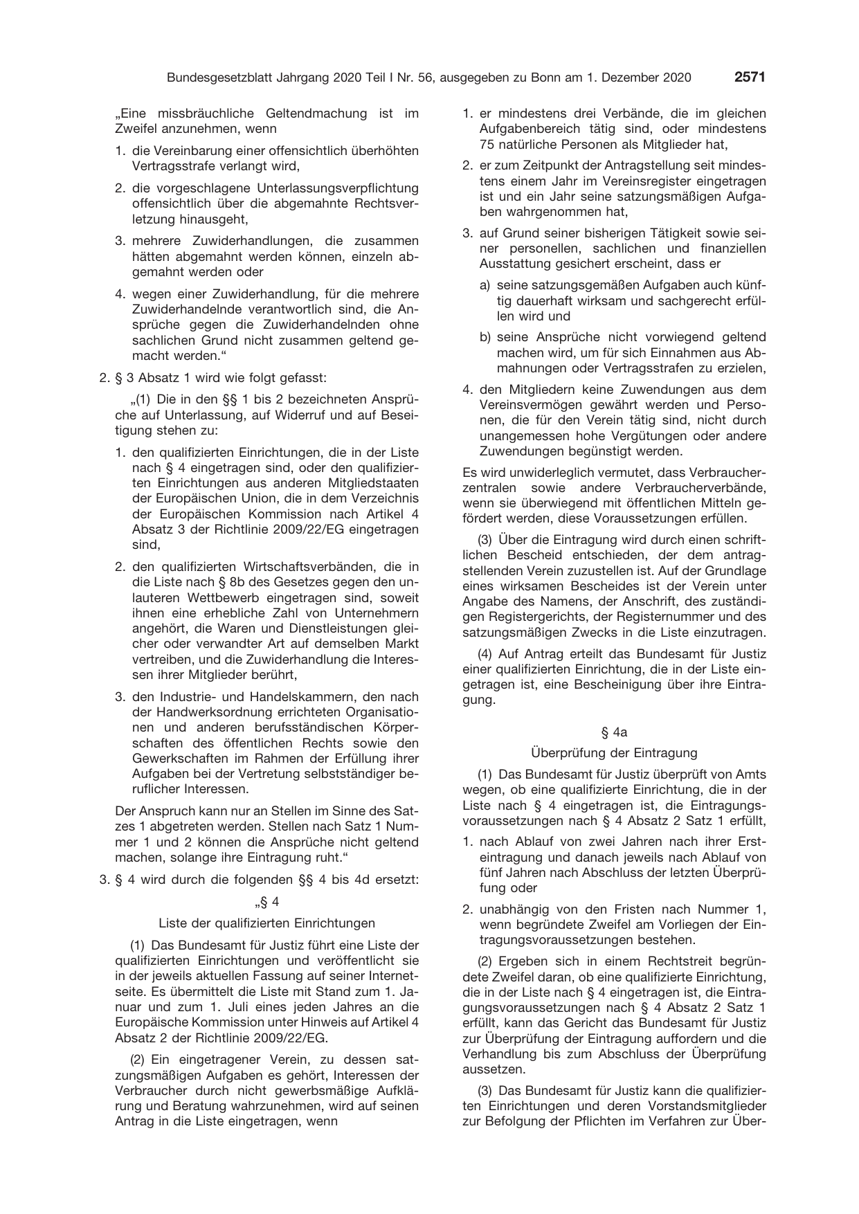 BGBl. 2020, Seite 2571 — Originalseite als Abbildung