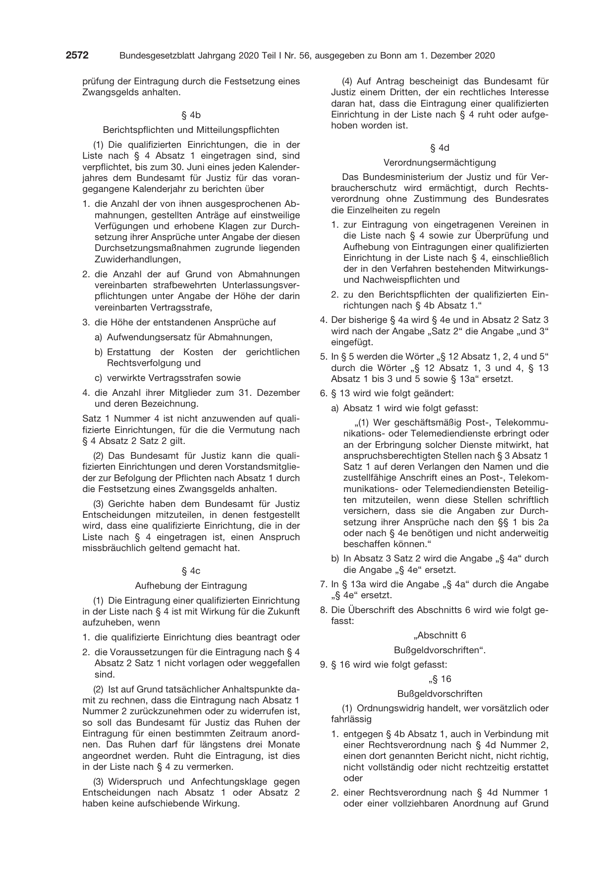 BGBl. 2020, Seite 2572 — Originalseite als Abbildung