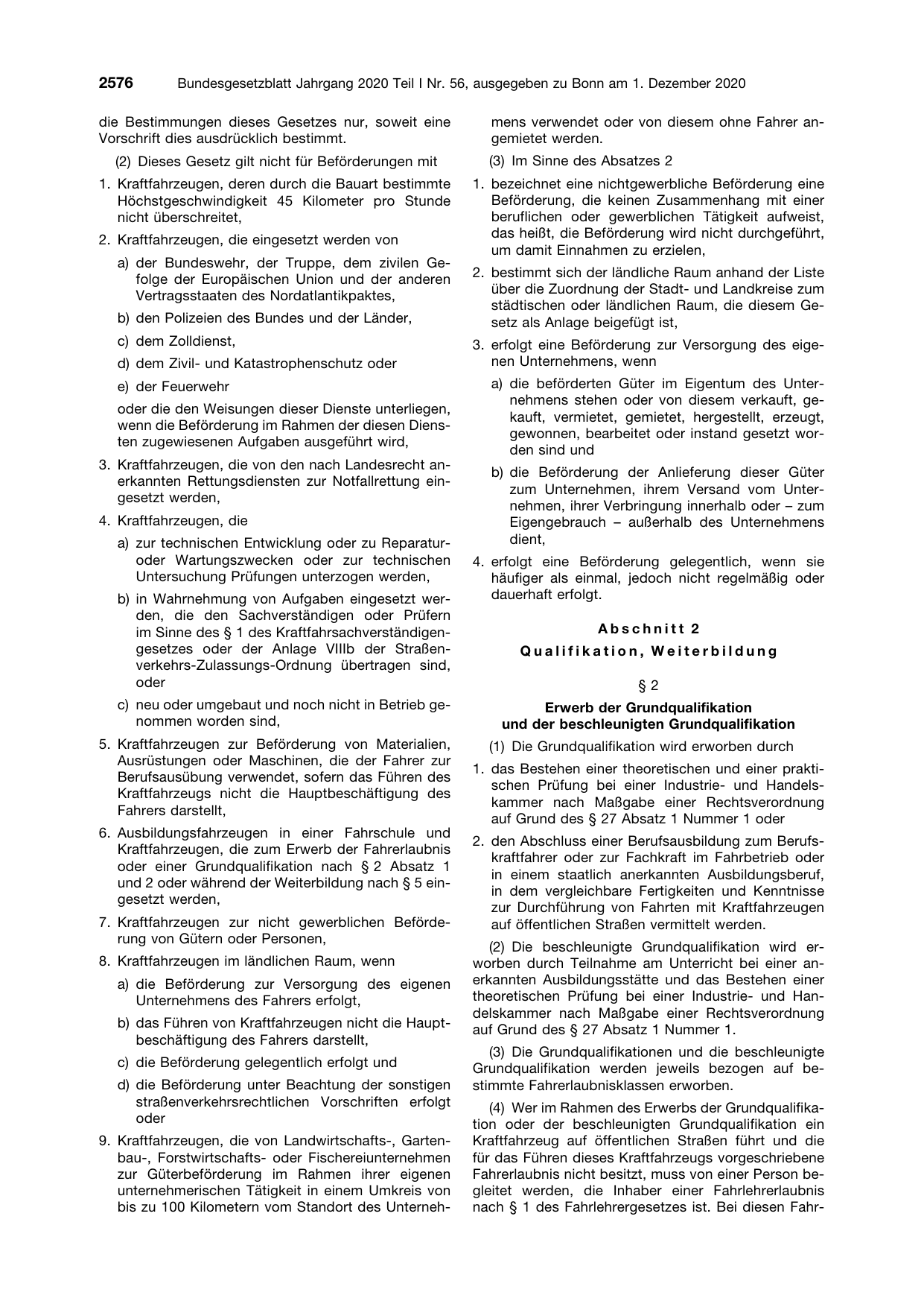 BGBl. 2020, Seite 2576 — Originalseite als Abbildung