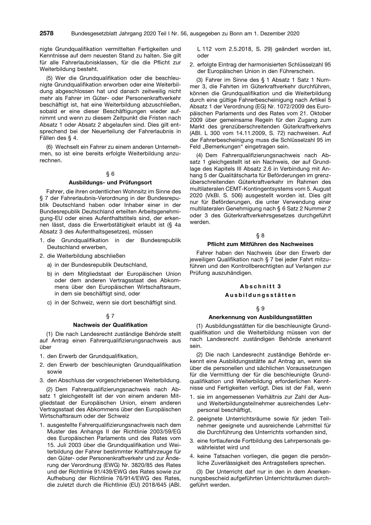 BGBl. 2020, Seite 2578 — Originalseite als Abbildung