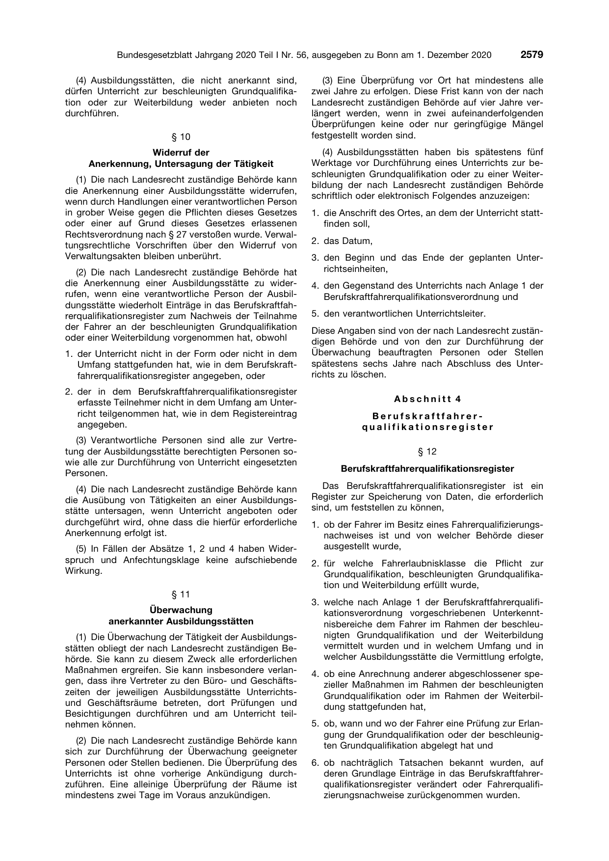 BGBl. 2020, Seite 2579 — Originalseite als Abbildung