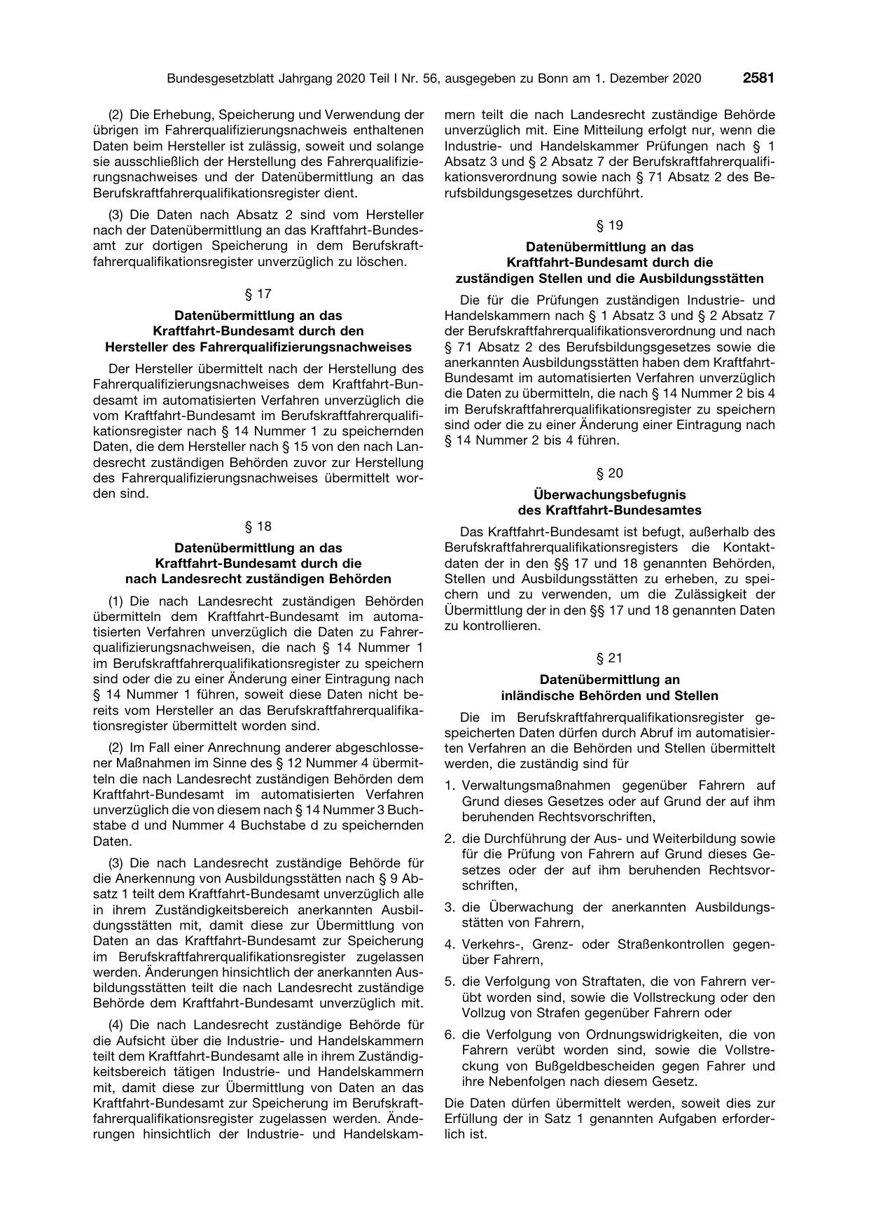 BGBl. 2020, Seite 2581 — Originalseite als Abbildung