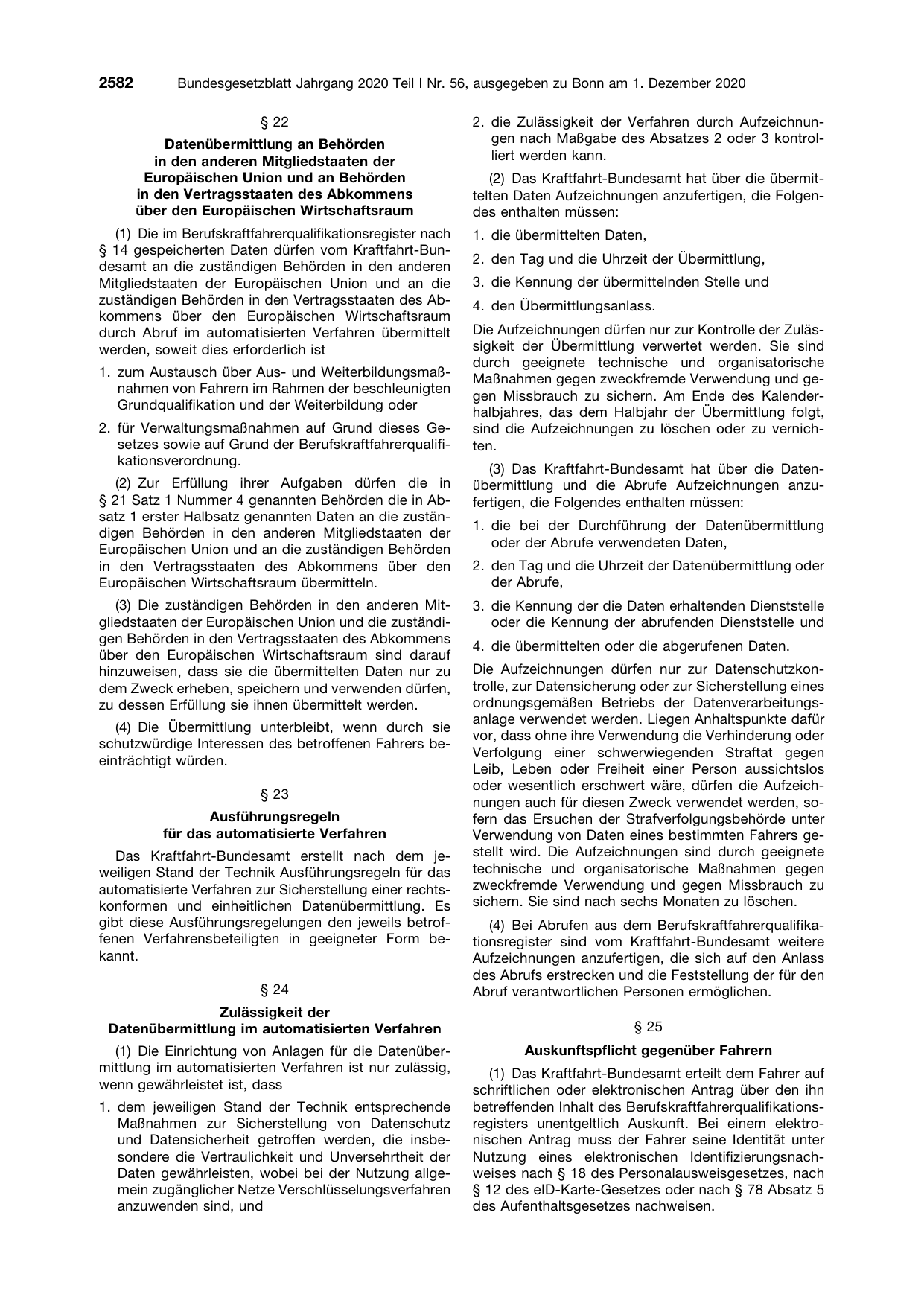 BGBl. 2020, Seite 2582 — Originalseite als Abbildung