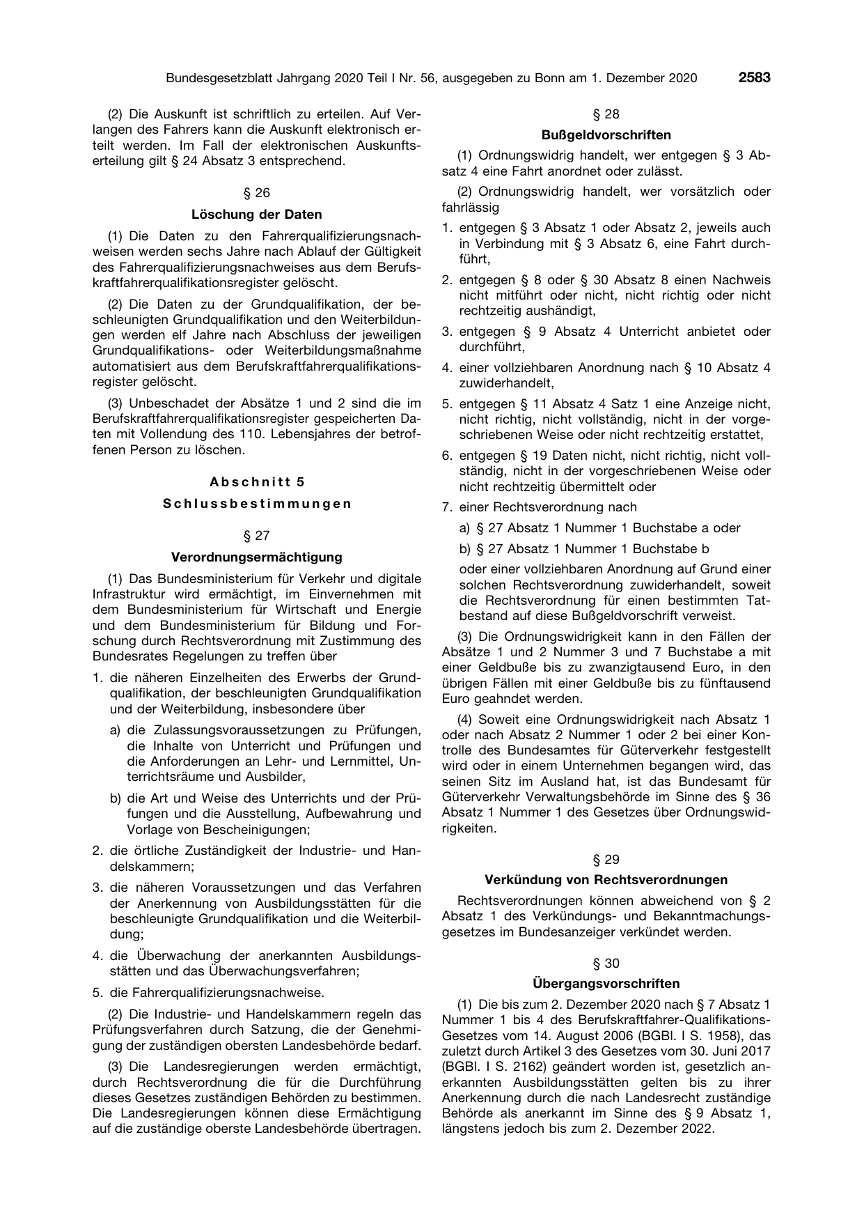 BGBl. 2020, Seite 2583 — Originalseite als Abbildung