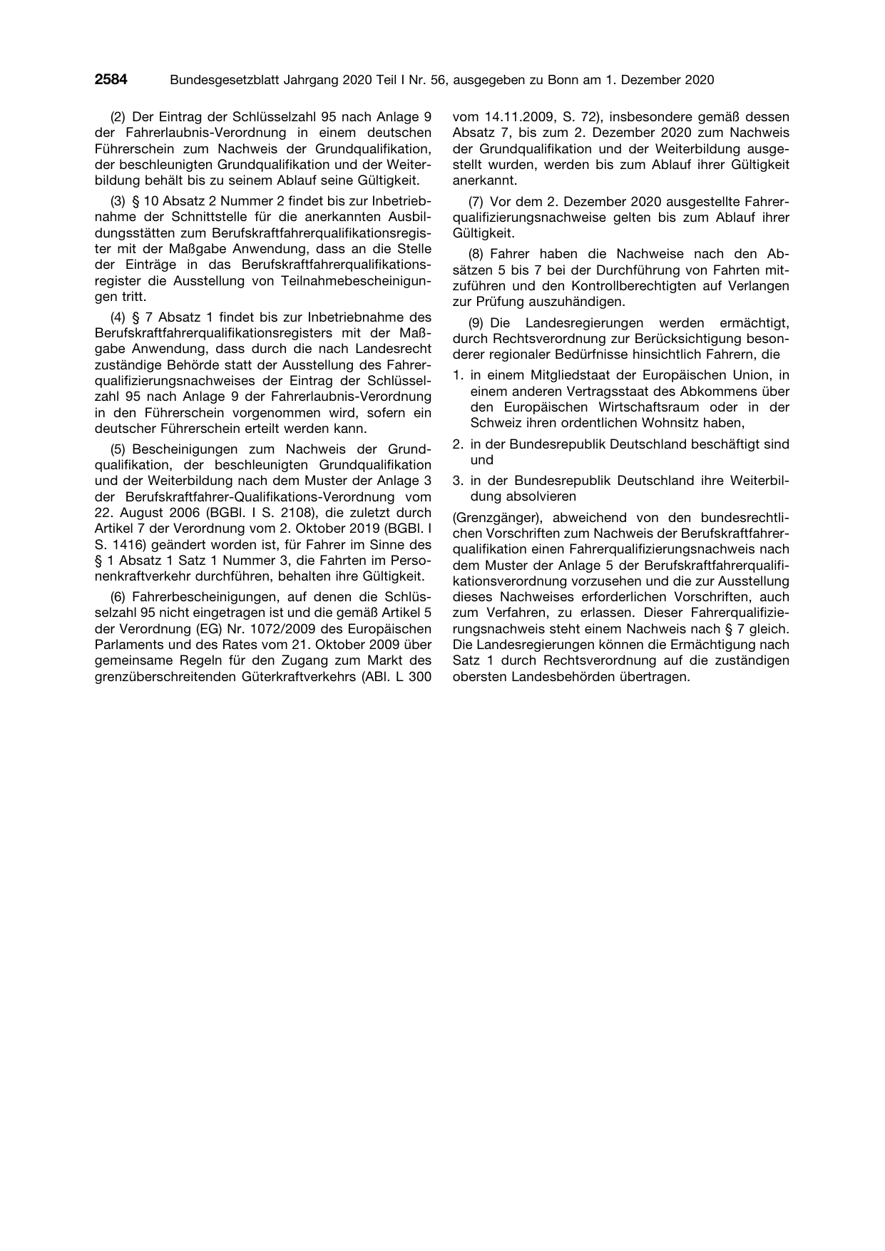 BGBl. 2020, Seite 2584 — Originalseite als Abbildung