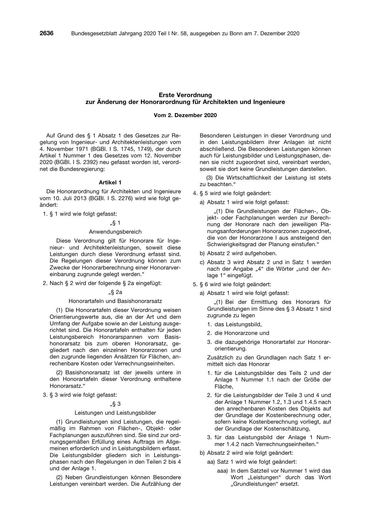 BGBl. 2020, Seite 2636 — Originalseite als Abbildung