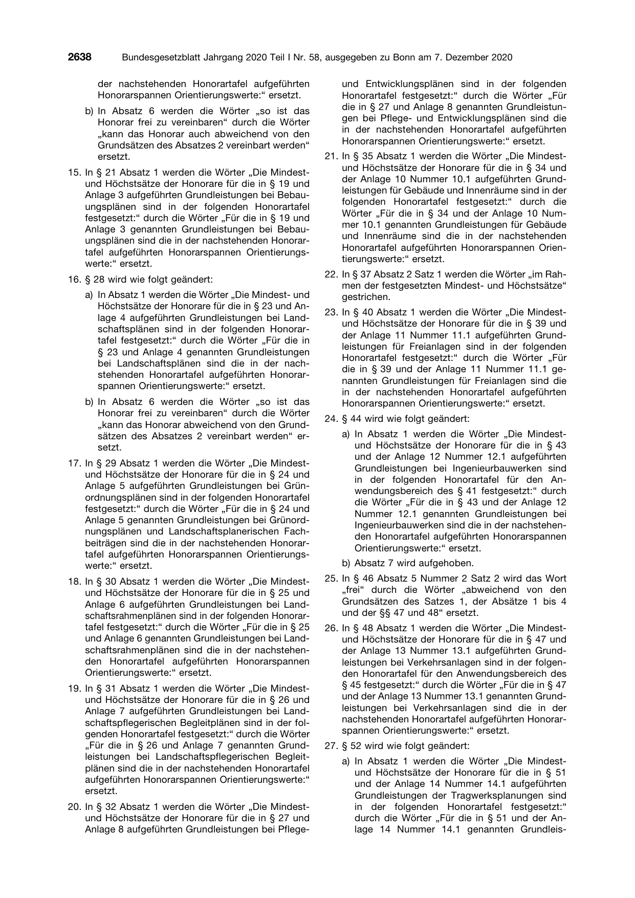 BGBl. 2020, Seite 2638 — Originalseite als Abbildung