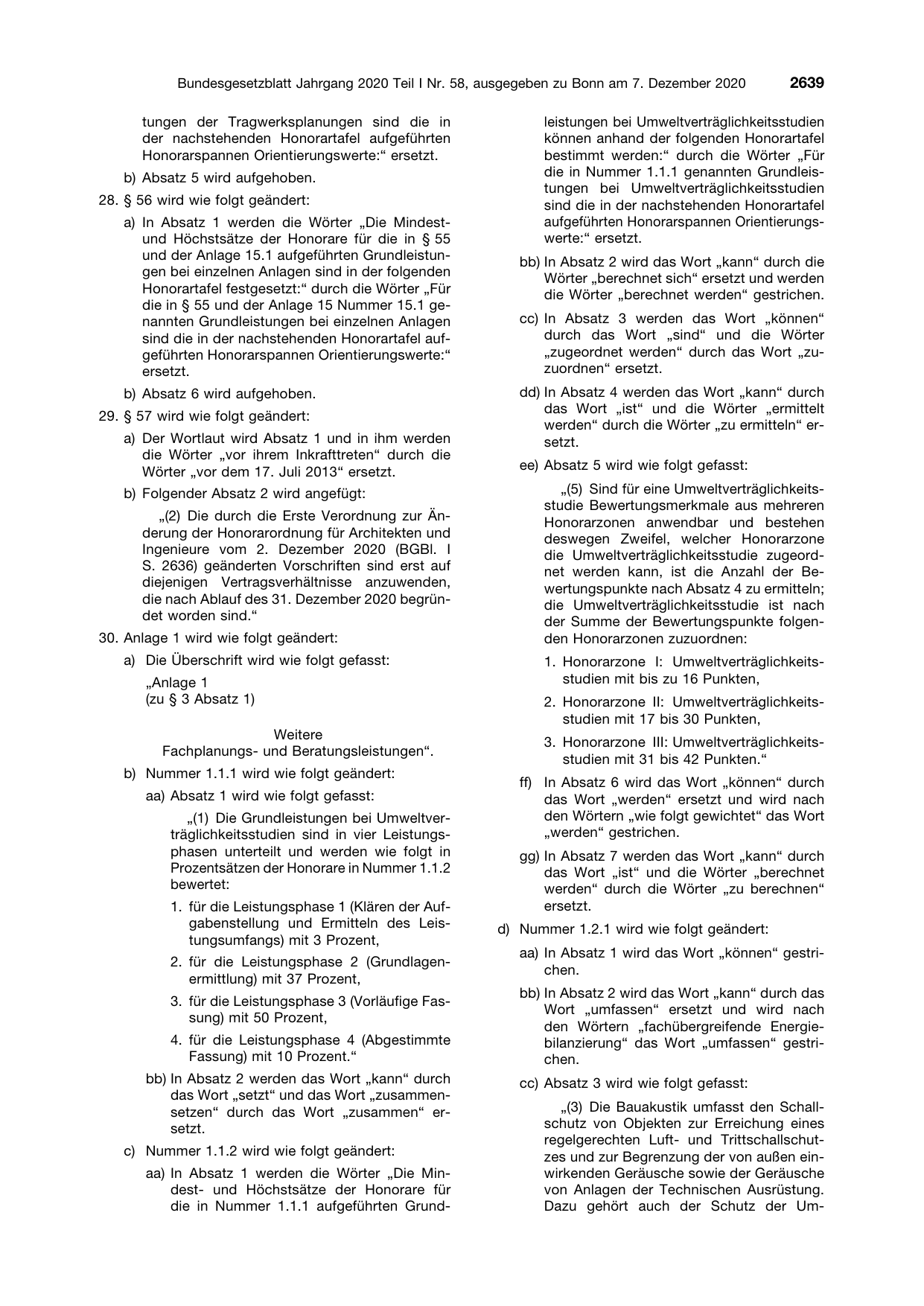 BGBl. 2020, Seite 2639 — Originalseite als Abbildung