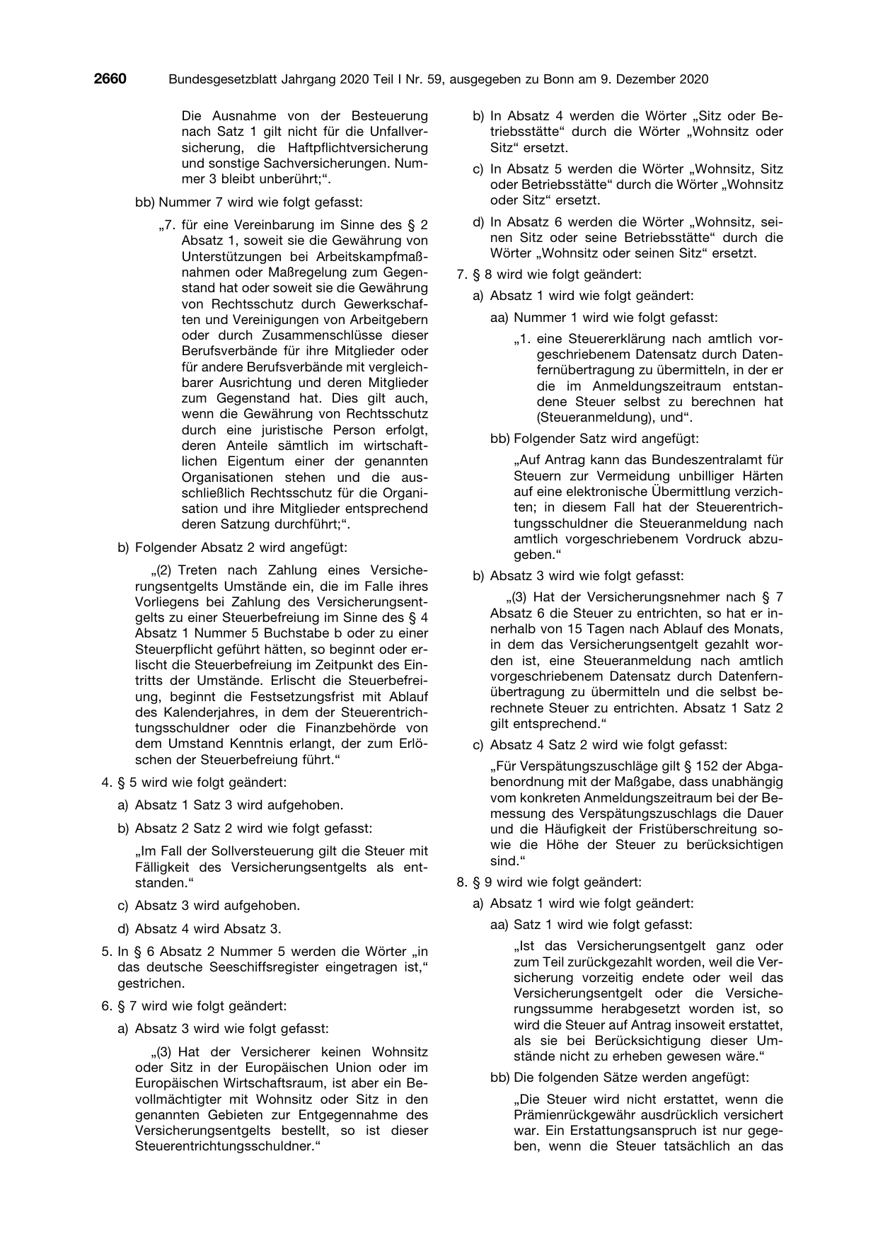 BGBl. 2020, Seite 2660 — Originalseite als Abbildung