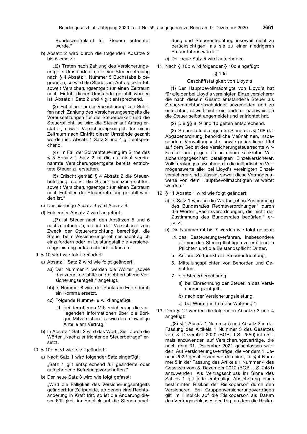 BGBl. 2020, Seite 2661 — Originalseite als Abbildung
