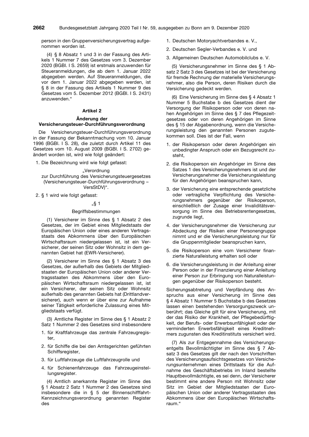 BGBl. 2020, Seite 2662 — Originalseite als Abbildung