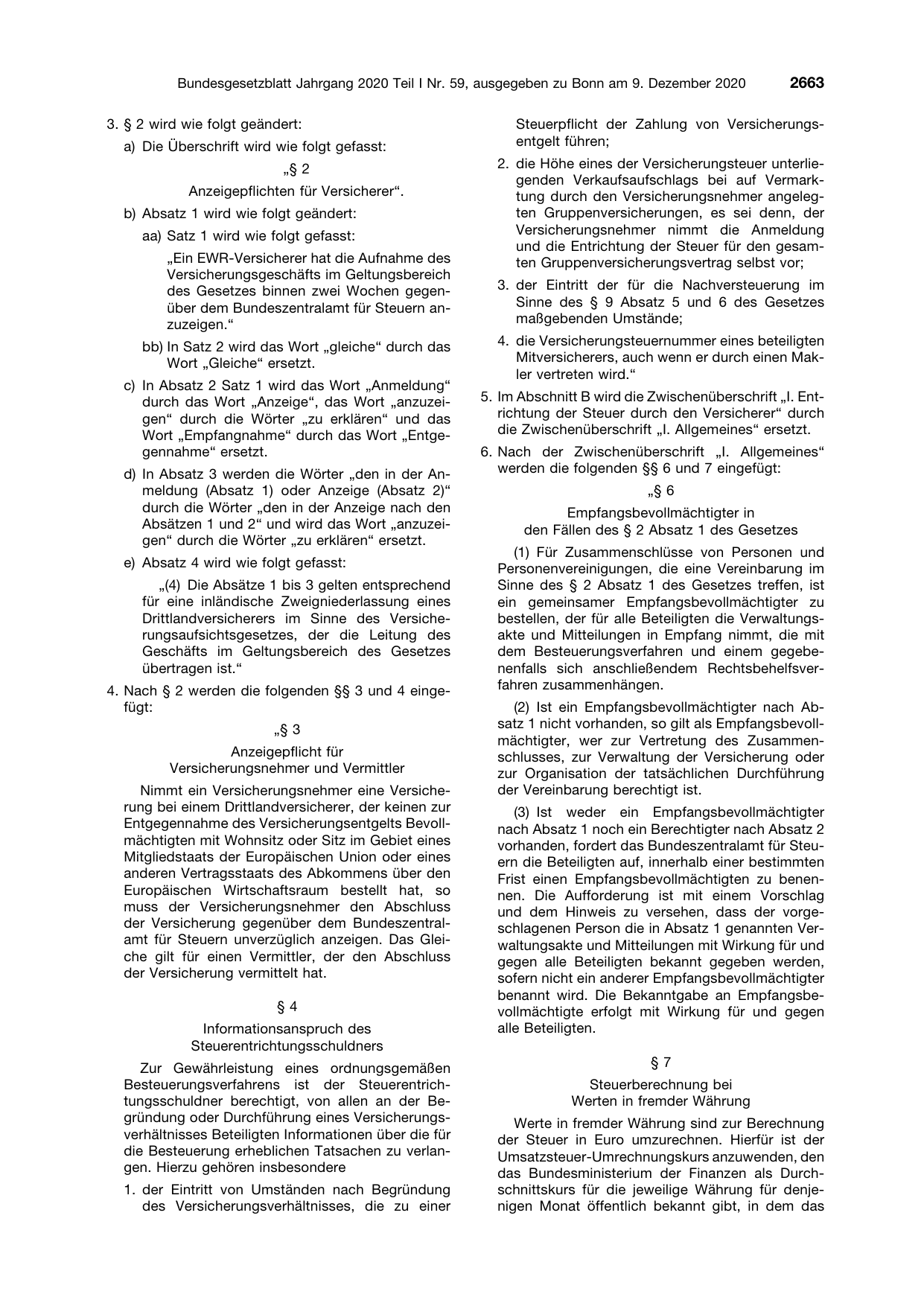 BGBl. 2020, Seite 2663 — Originalseite als Abbildung