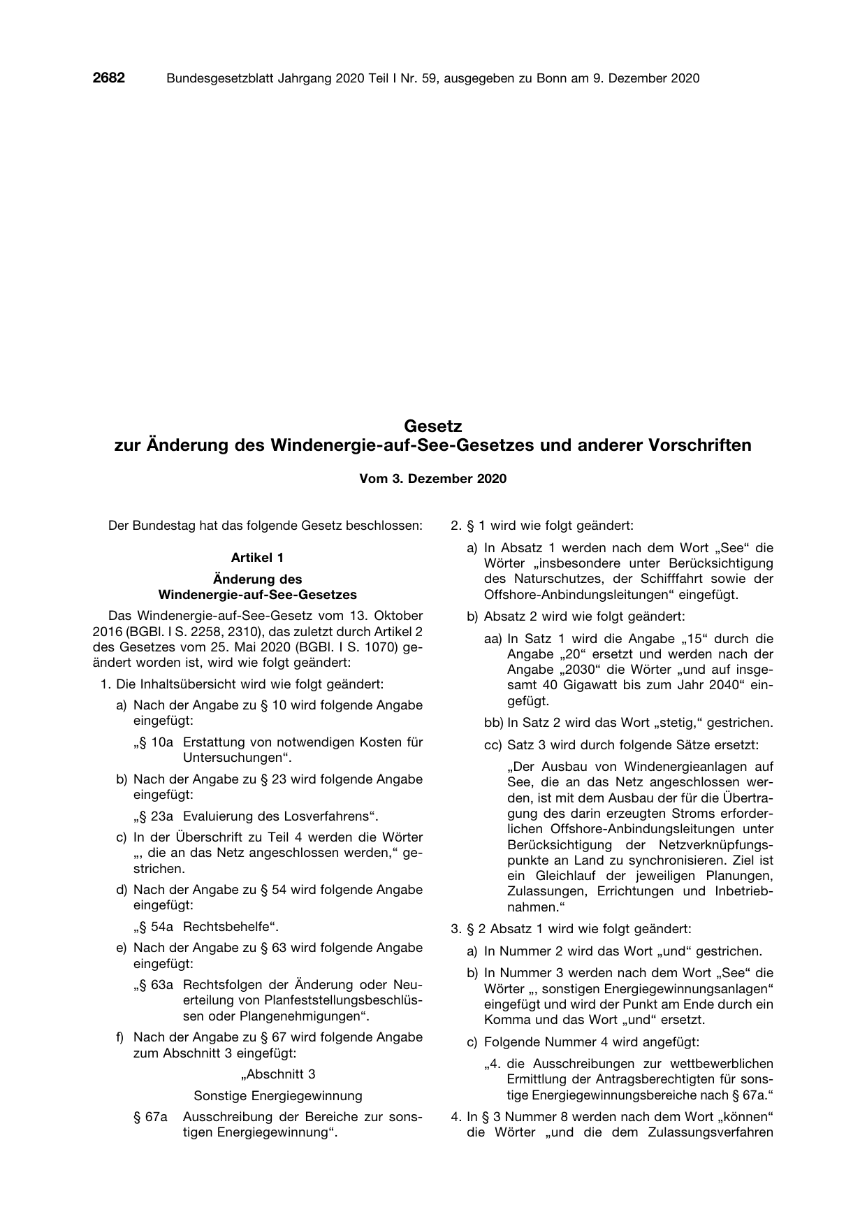 BGBl. 2020, Seite 2682 — Originalseite als Abbildung
