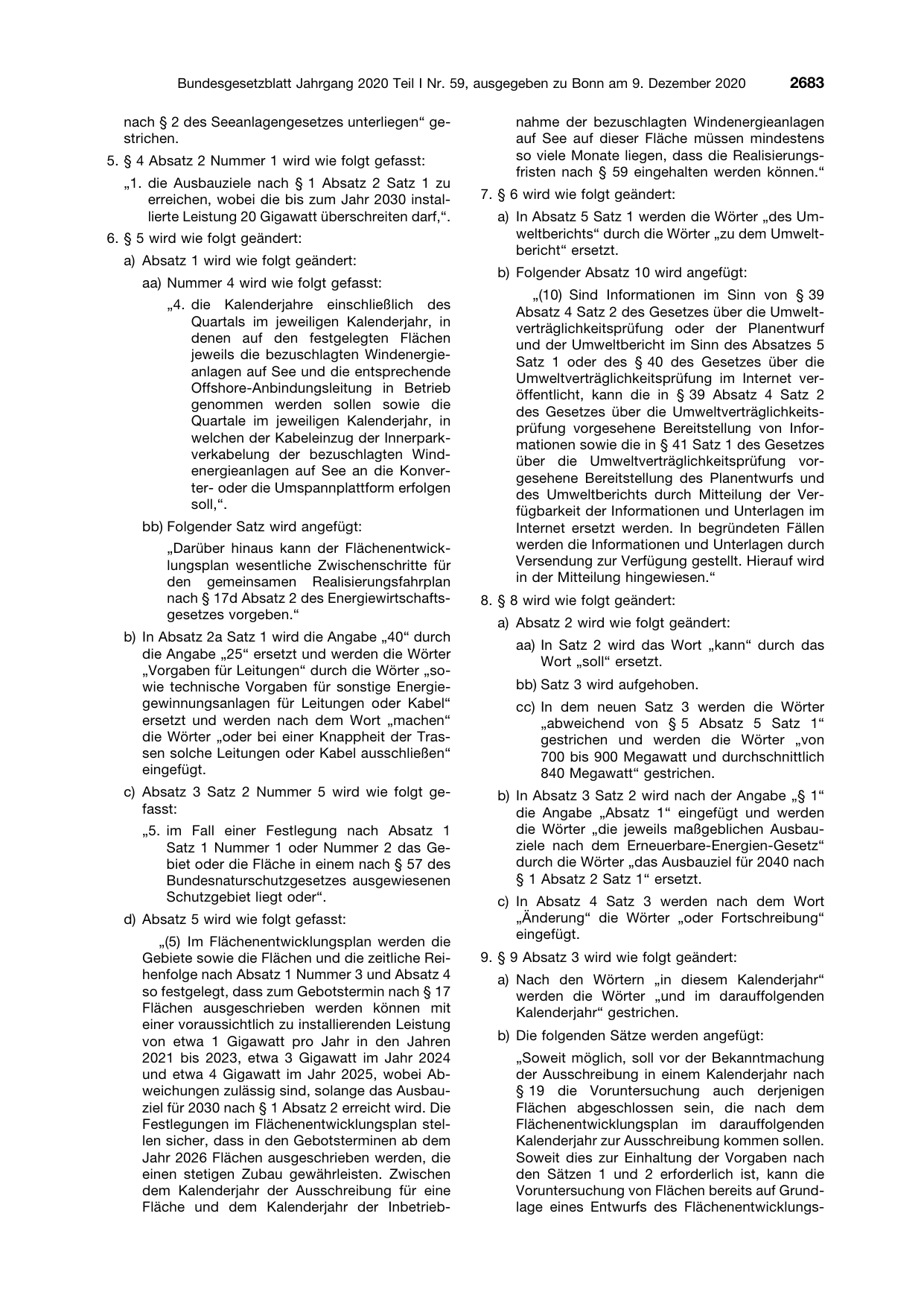 BGBl. 2020, Seite 2683 — Originalseite als Abbildung