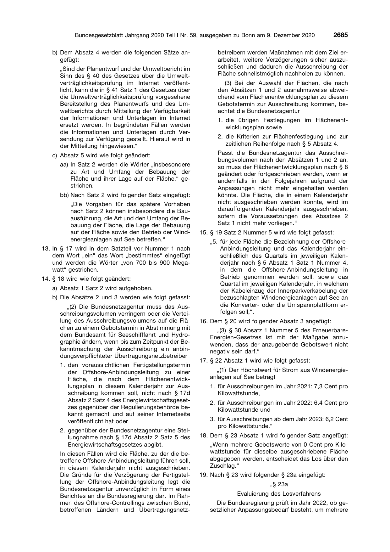 BGBl. 2020, Seite 2685 — Originalseite als Abbildung