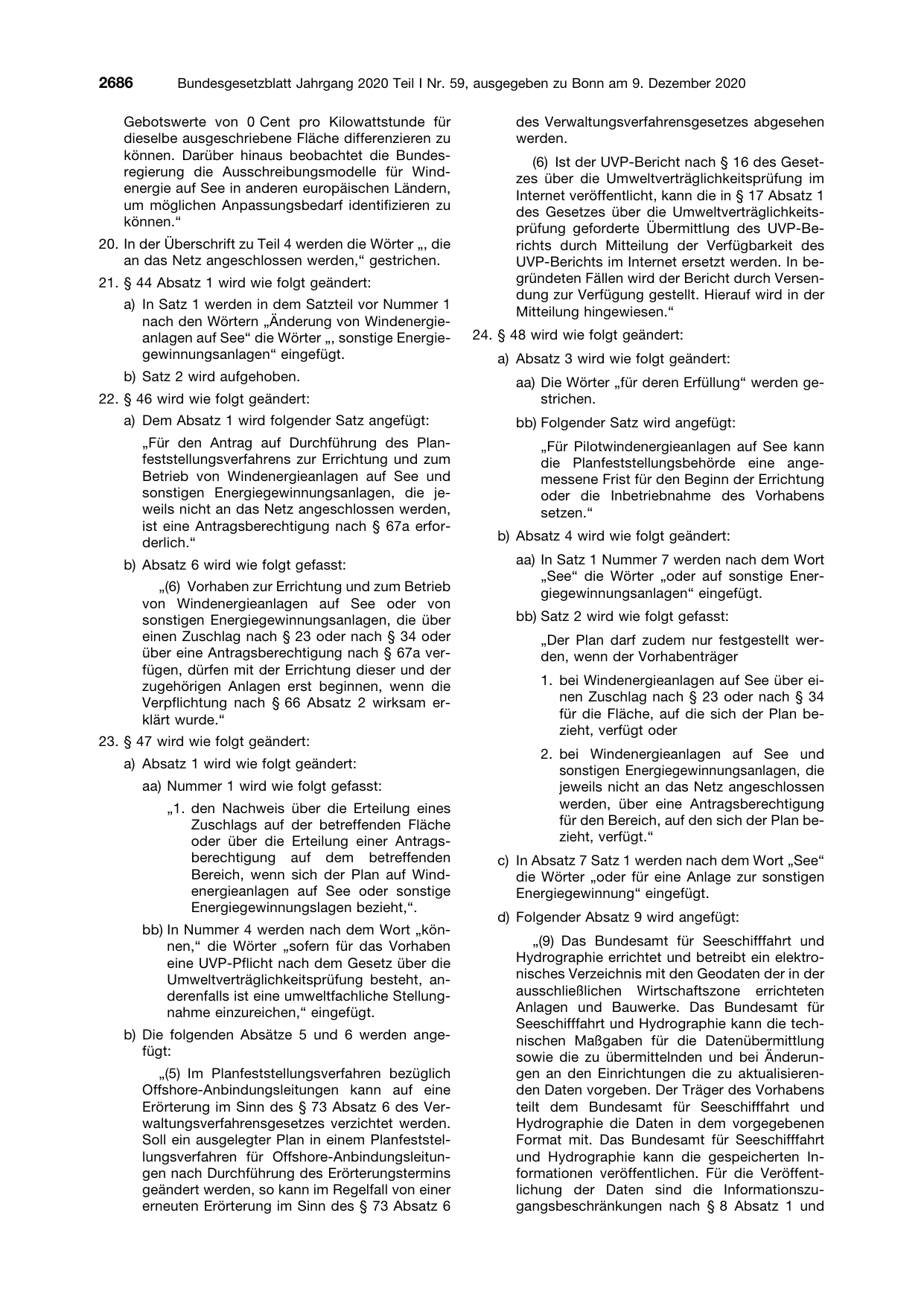 BGBl. 2020, Seite 2686 — Originalseite als Abbildung