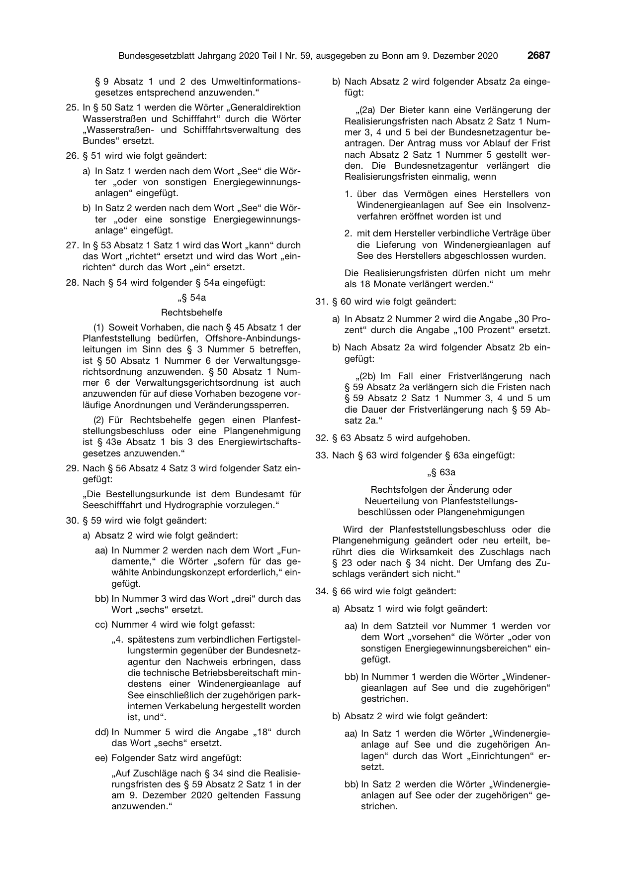 BGBl. 2020, Seite 2687 — Originalseite als Abbildung