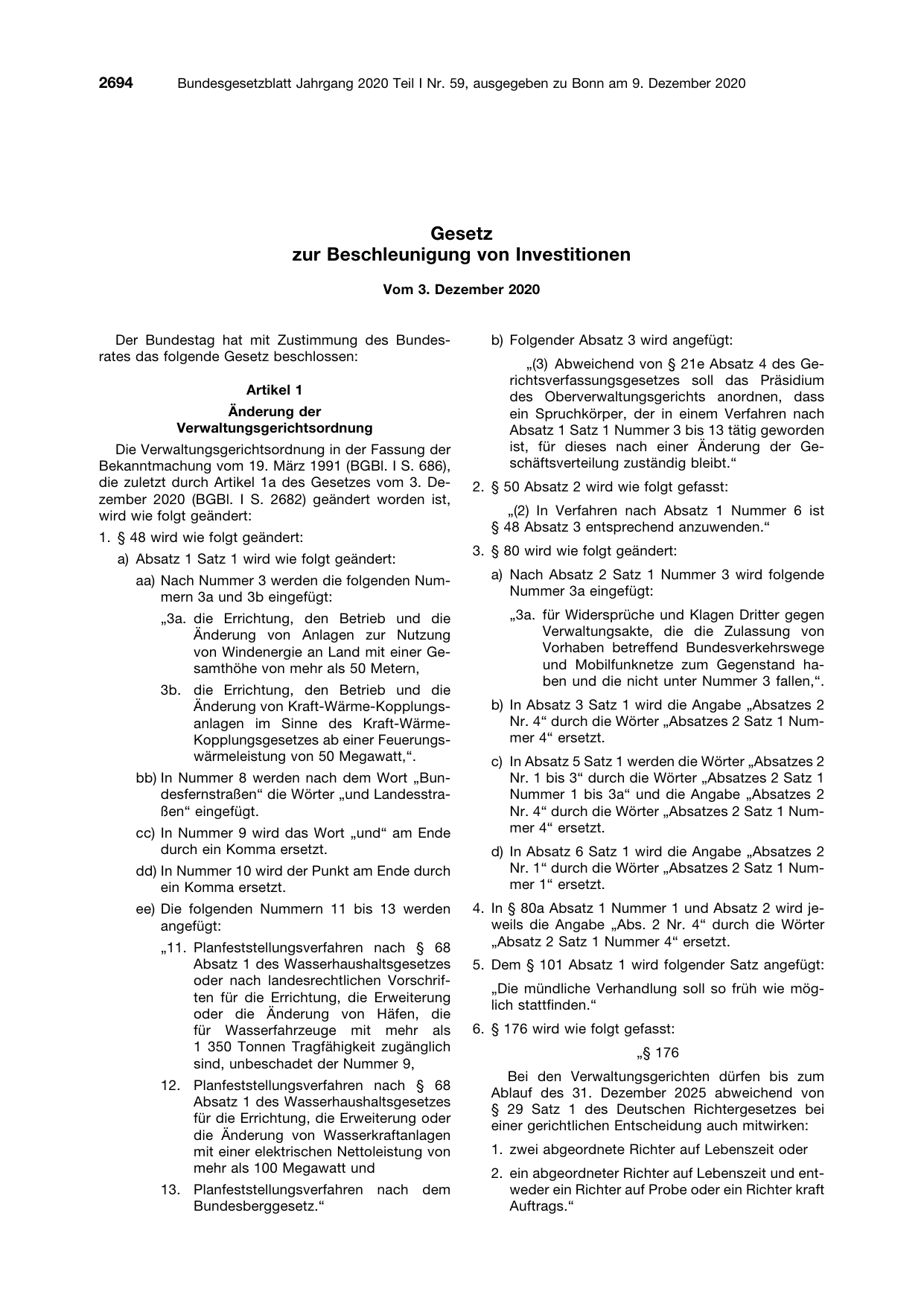 BGBl. 2020, Seite 2694 — Originalseite als Abbildung