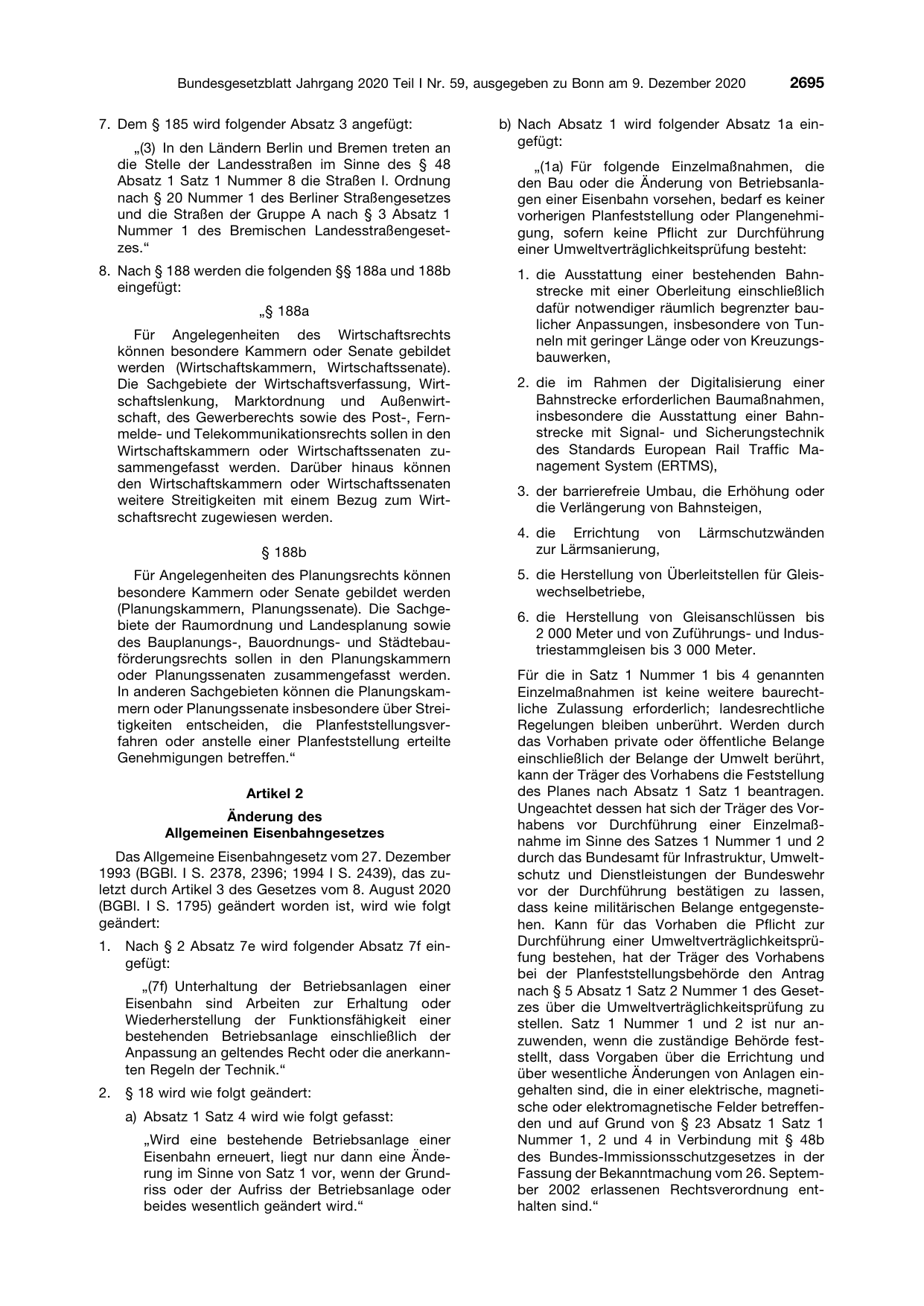BGBl. 2020, Seite 2695 — Originalseite als Abbildung