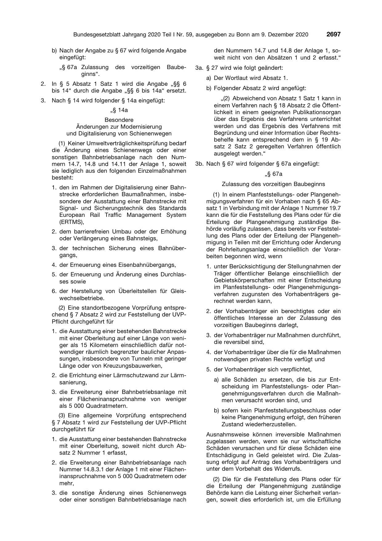 BGBl. 2020, Seite 2697 — Originalseite als Abbildung