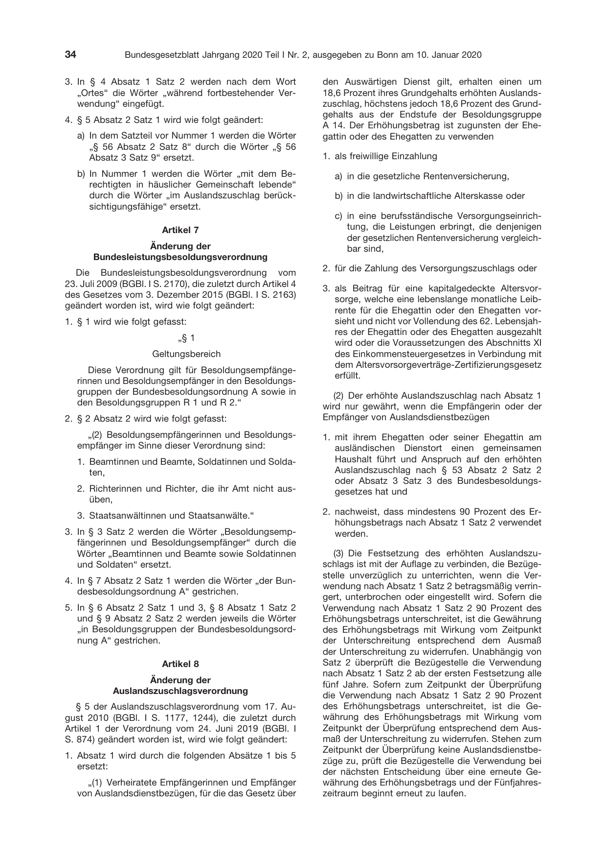 BGBl. 2020, Seite 34 — Originalseite als Abbildung