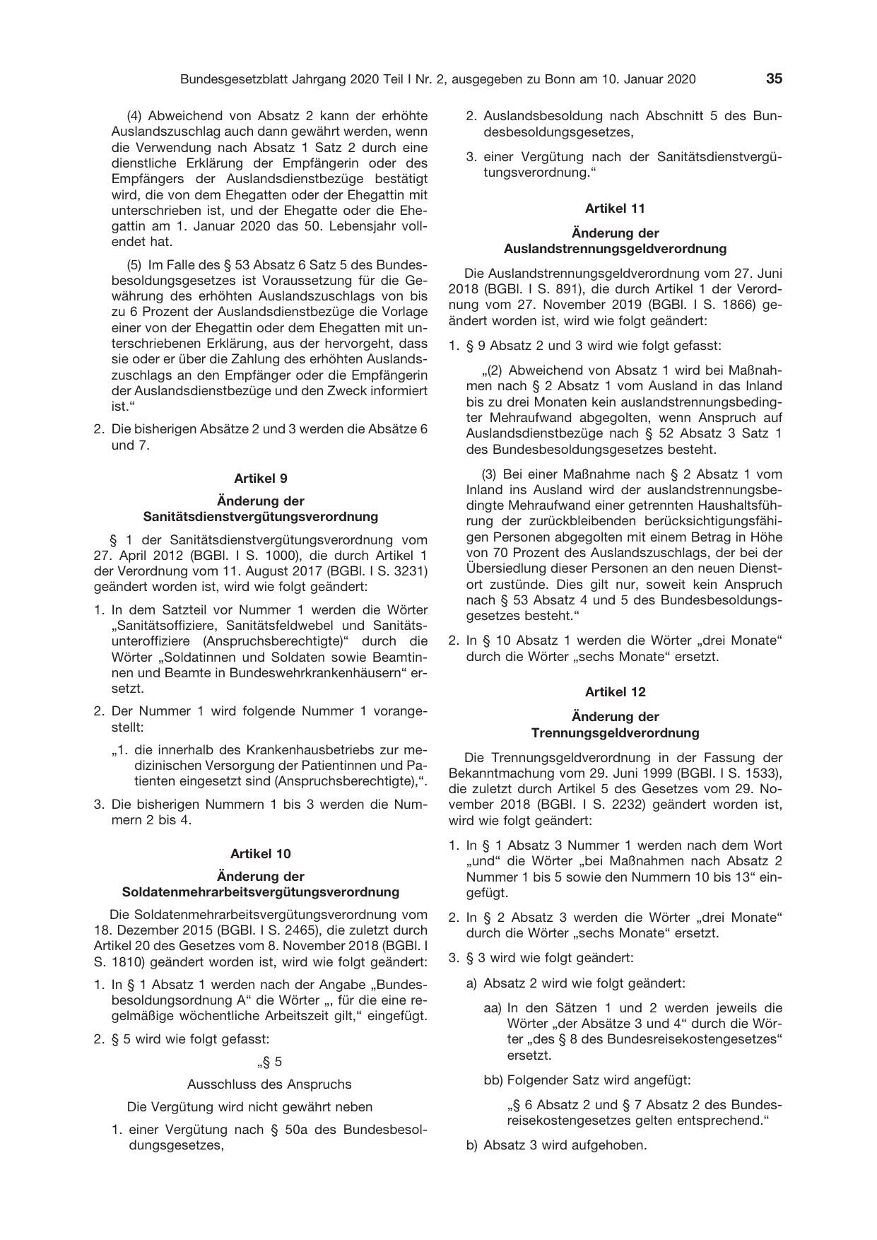 BGBl. 2020, Seite 35 — Originalseite als Abbildung