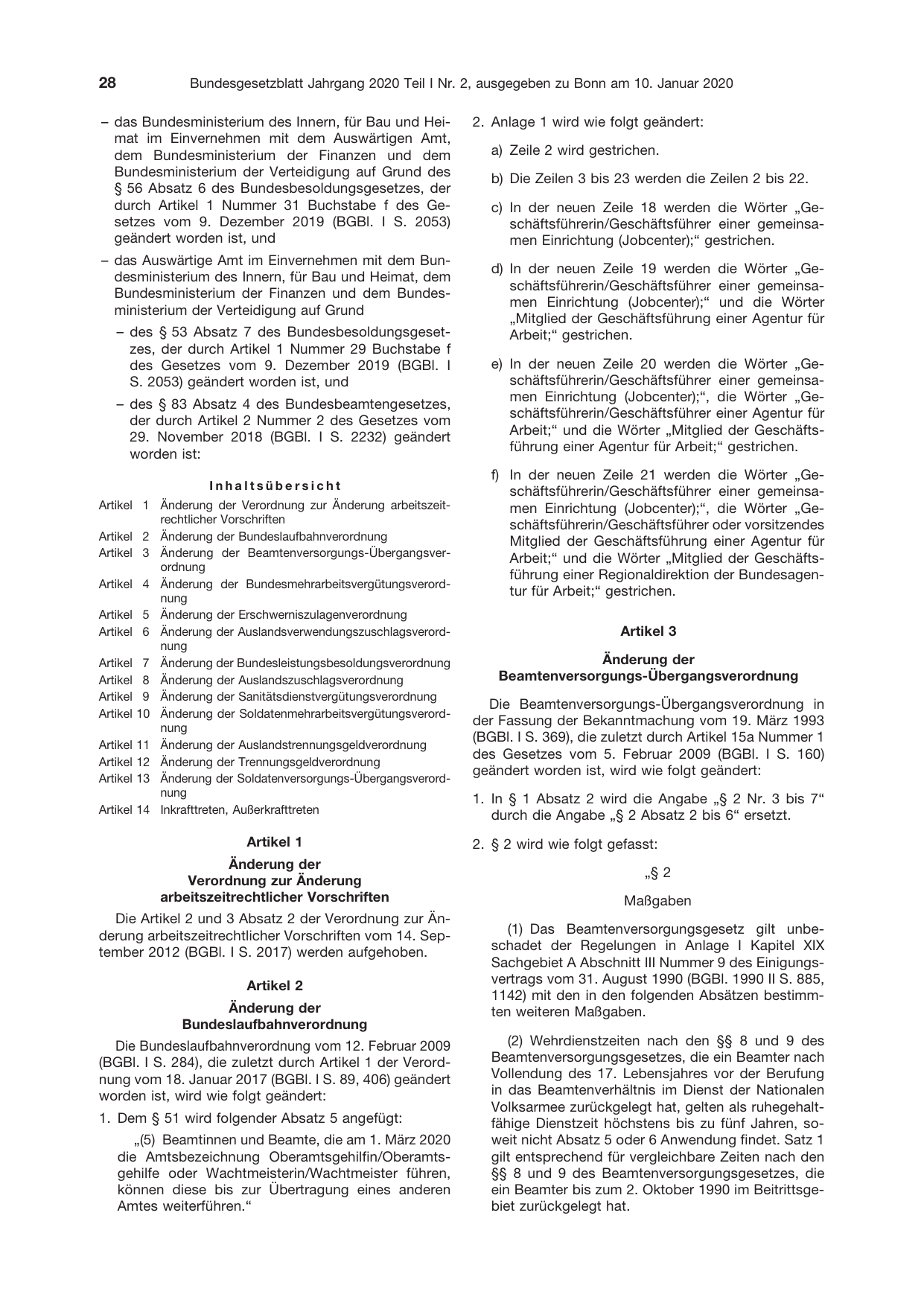 BGBl. 2020, Seite 28 — Originalseite als Abbildung
