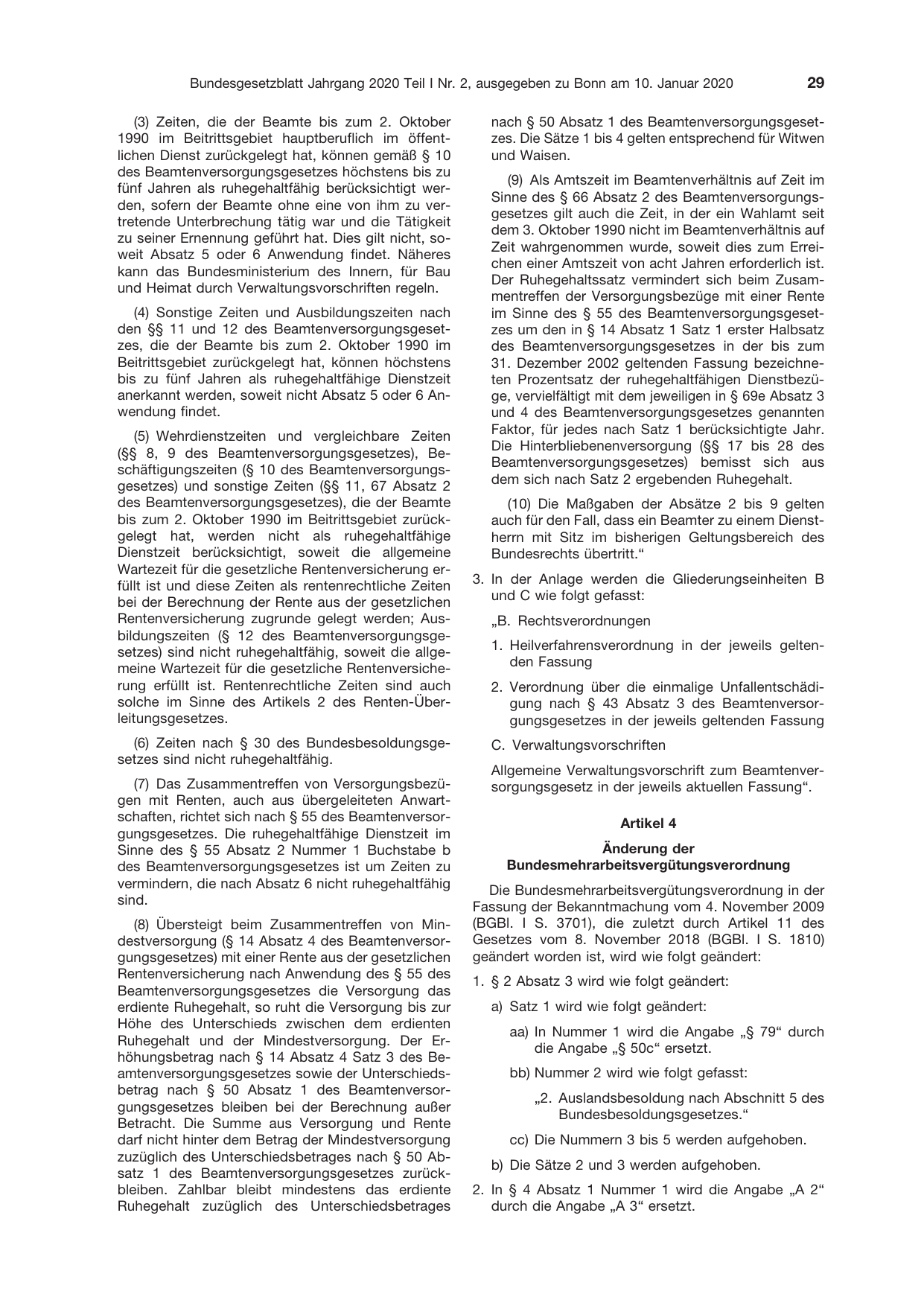 BGBl. 2020, Seite 29 — Originalseite als Abbildung