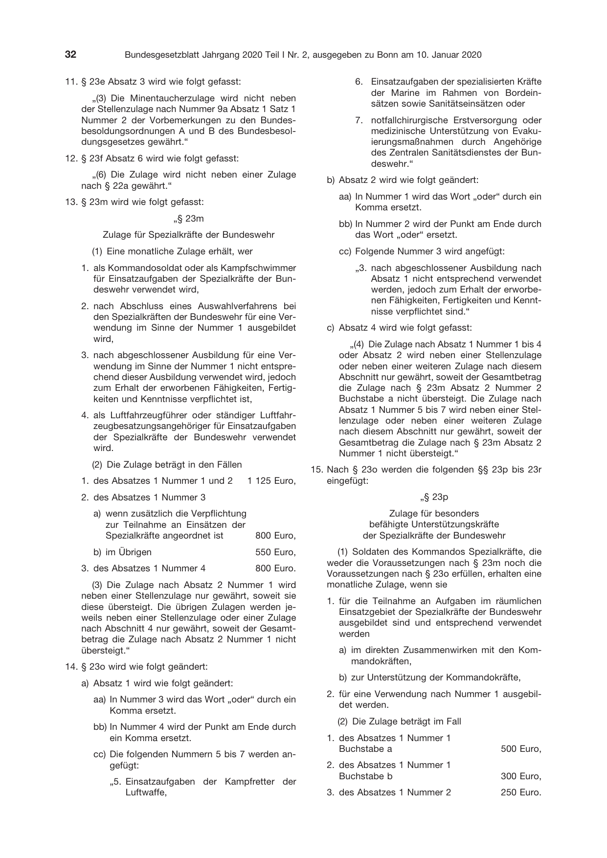 BGBl. 2020, Seite 32 — Originalseite als Abbildung