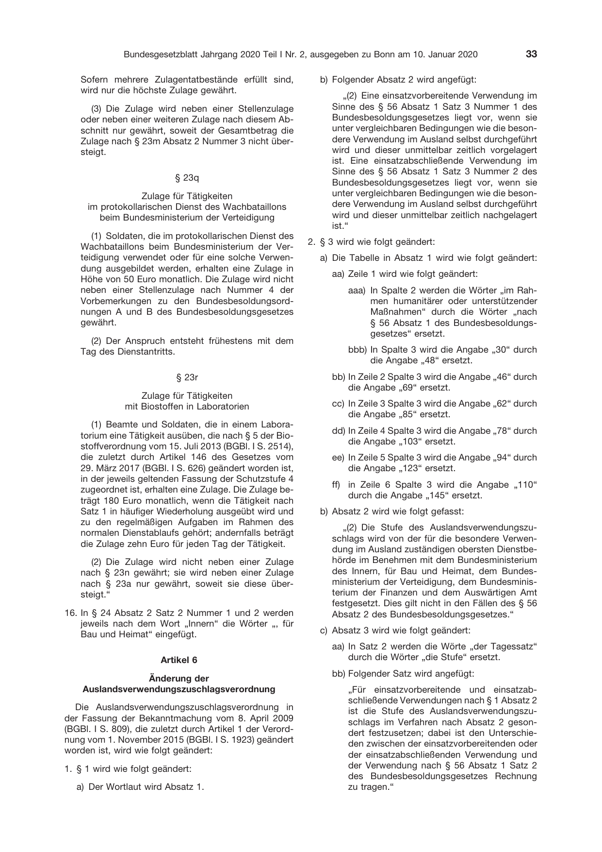 BGBl. 2020, Seite 33 — Originalseite als Abbildung