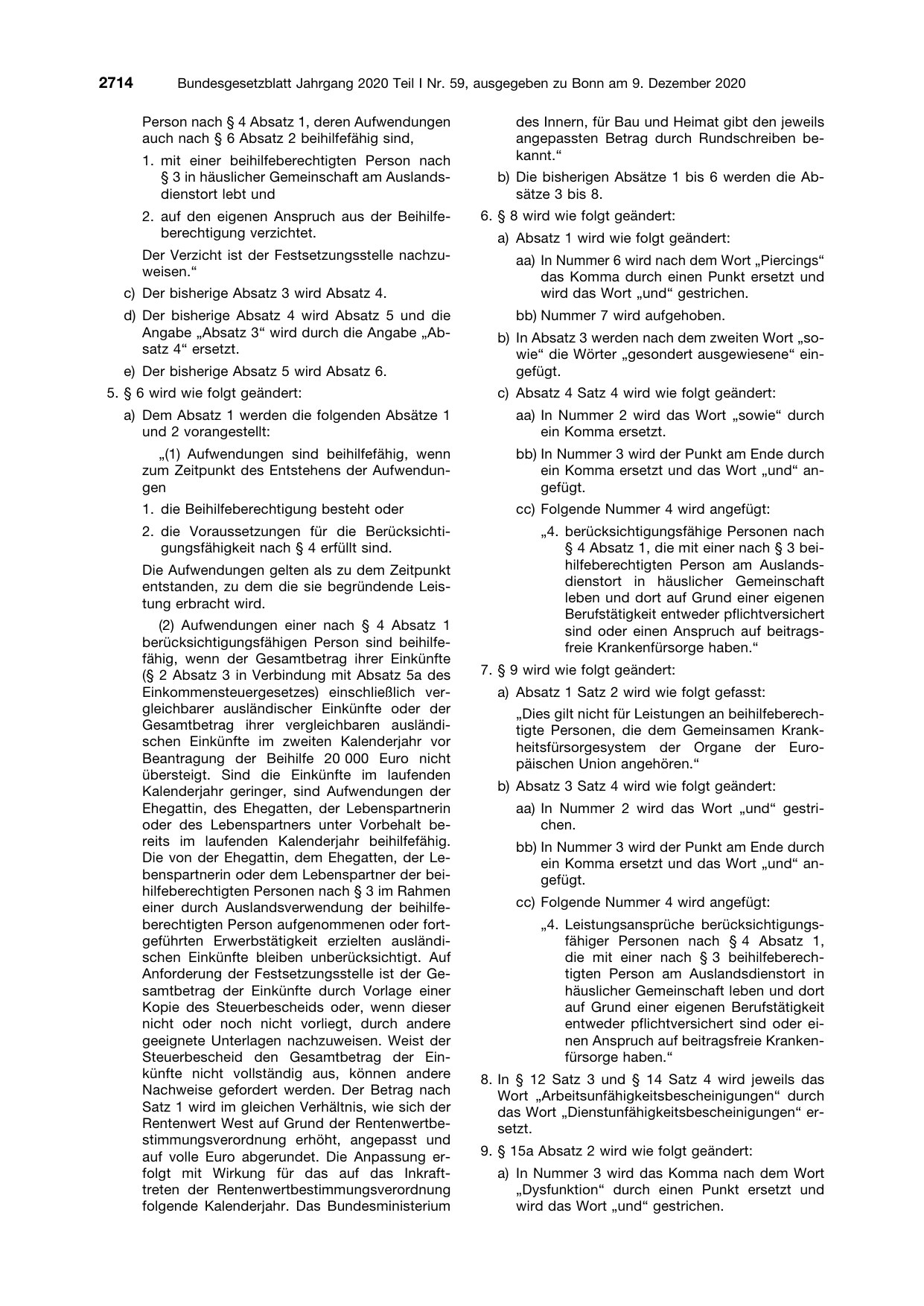 BGBl. 2020, Seite 2714 — Originalseite als Abbildung