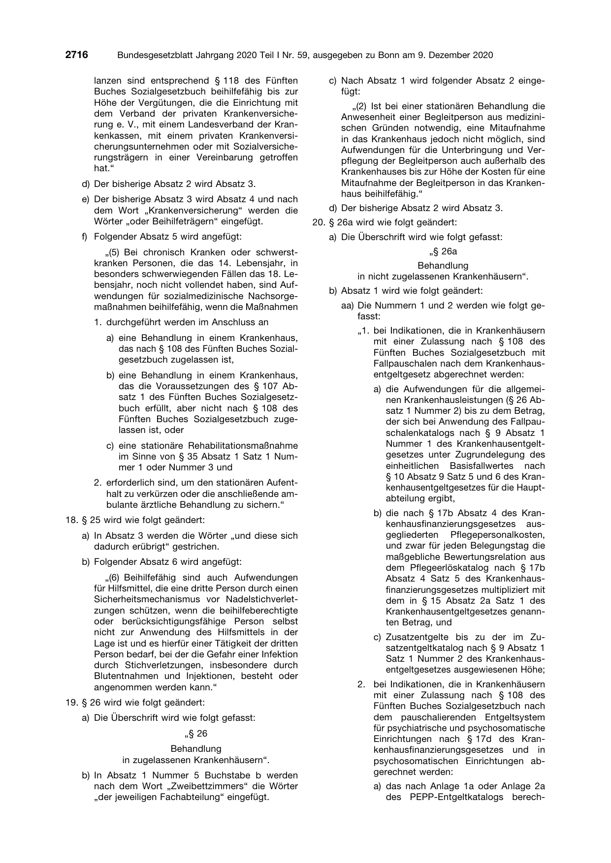 BGBl. 2020, Seite 2716 — Originalseite als Abbildung
