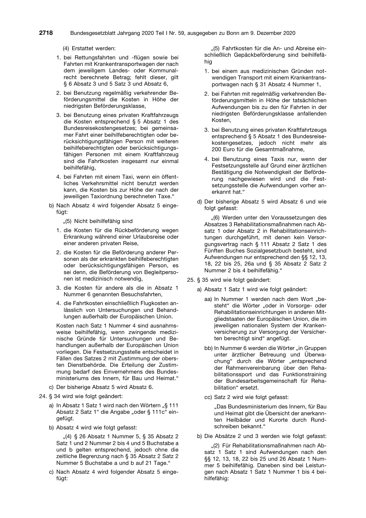 BGBl. 2020, Seite 2718 — Originalseite als Abbildung