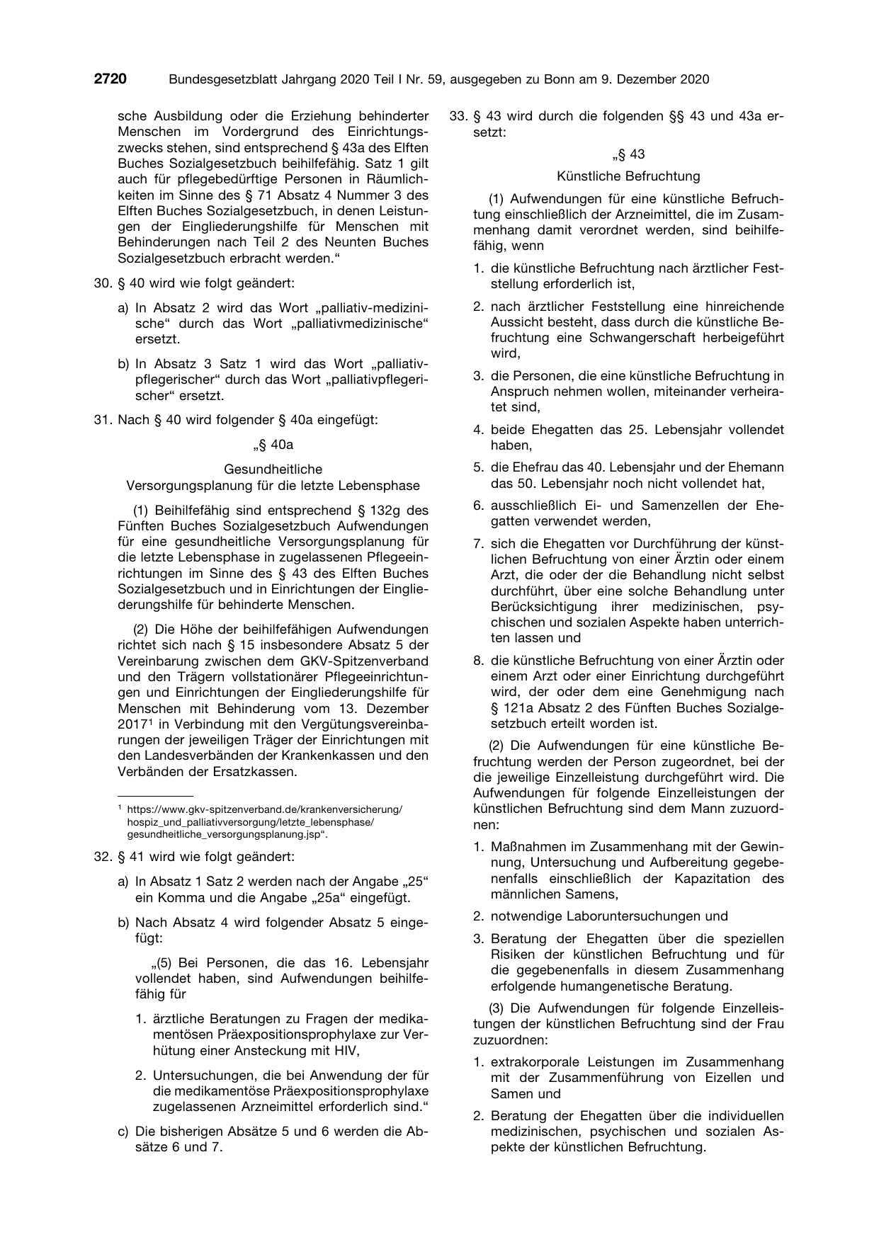 BGBl. 2020, Seite 2720 — Originalseite als Abbildung