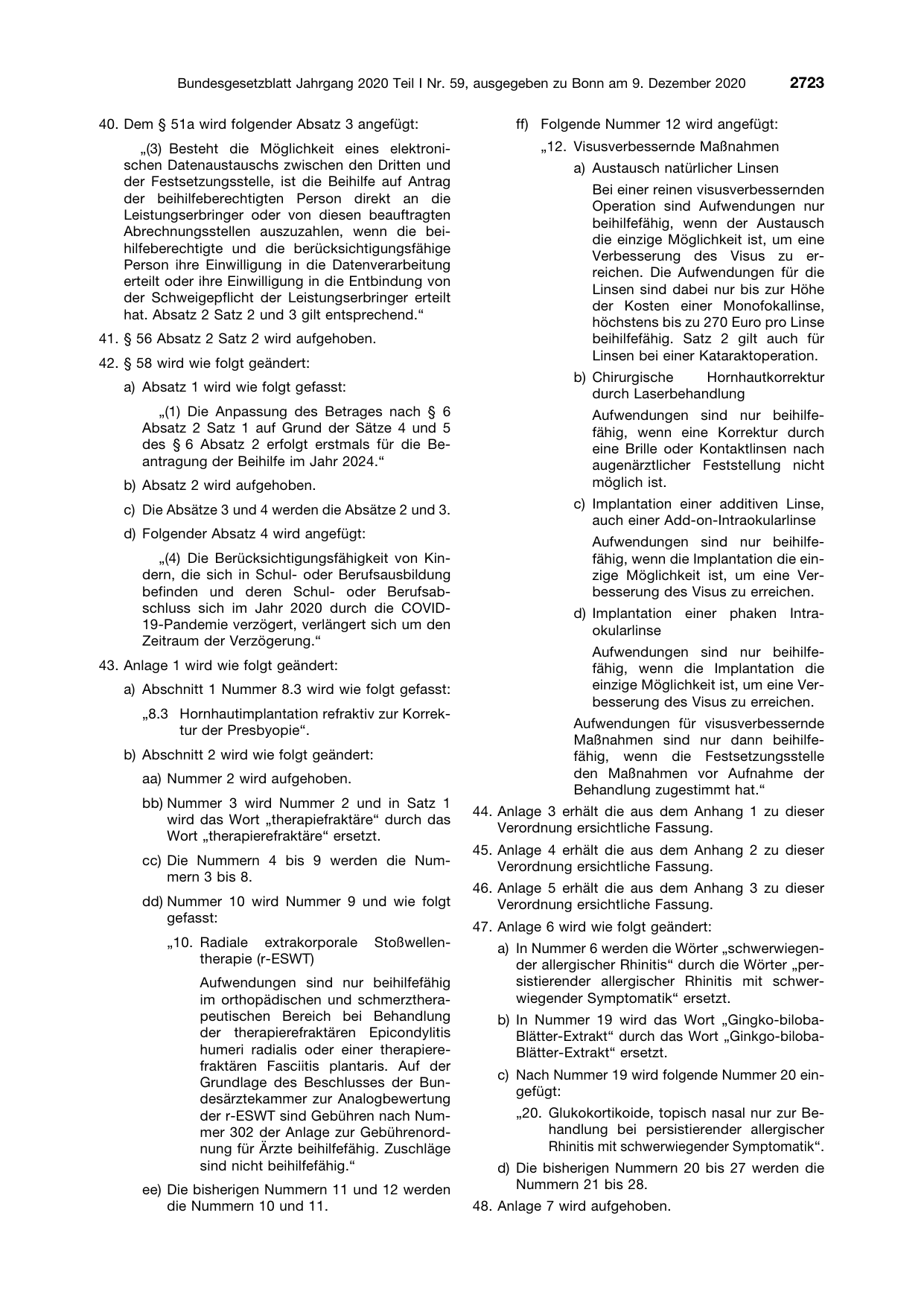 BGBl. 2020, Seite 2723 — Originalseite als Abbildung