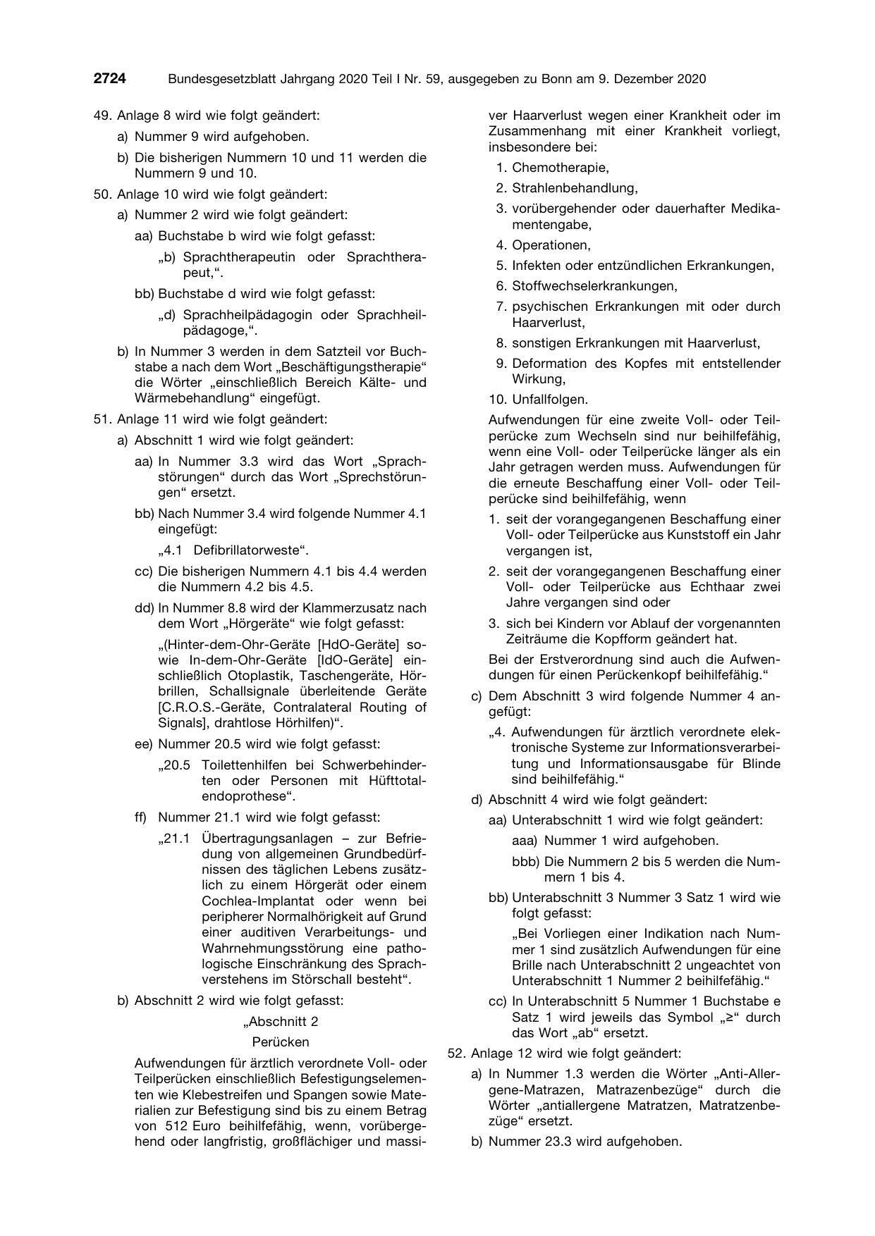 BGBl. 2020, Seite 2724 — Originalseite als Abbildung