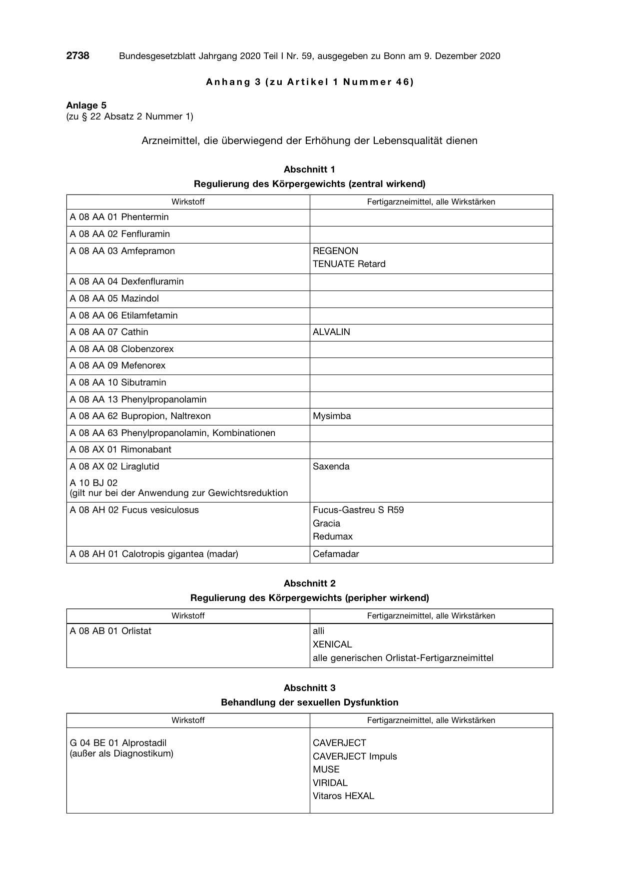 BGBl. 2020, Seite 2738 — Originalseite als Abbildung