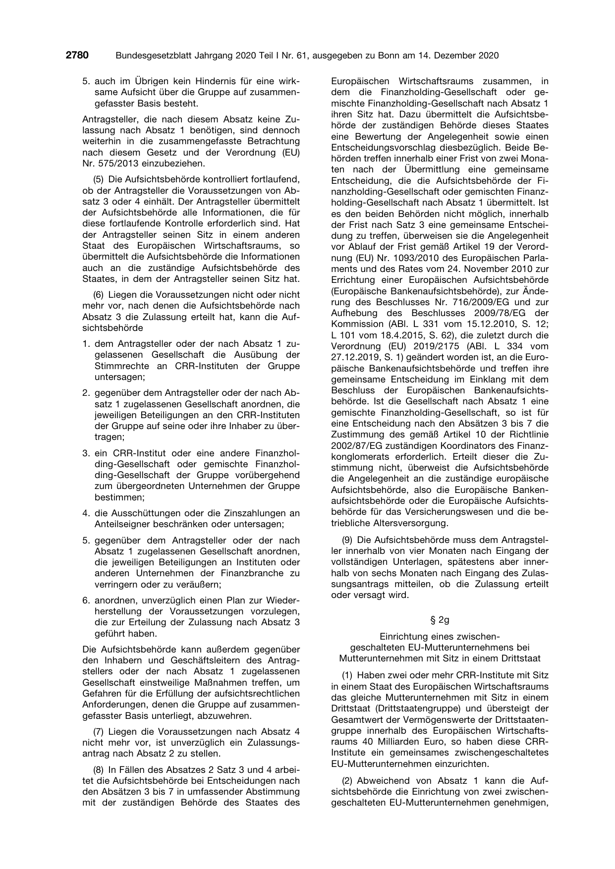 BGBl. 2020, Seite 2780 — Originalseite als Abbildung