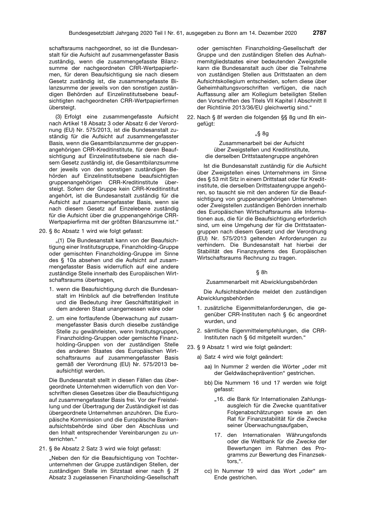 BGBl. 2020, Seite 2787 — Originalseite als Abbildung