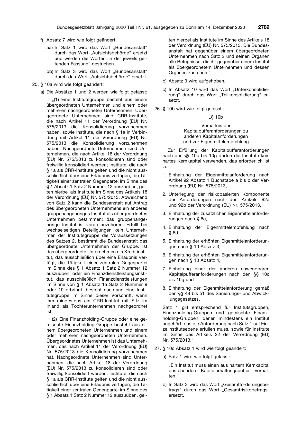BGBl. 2020, Seite 2789 — Originalseite als Abbildung