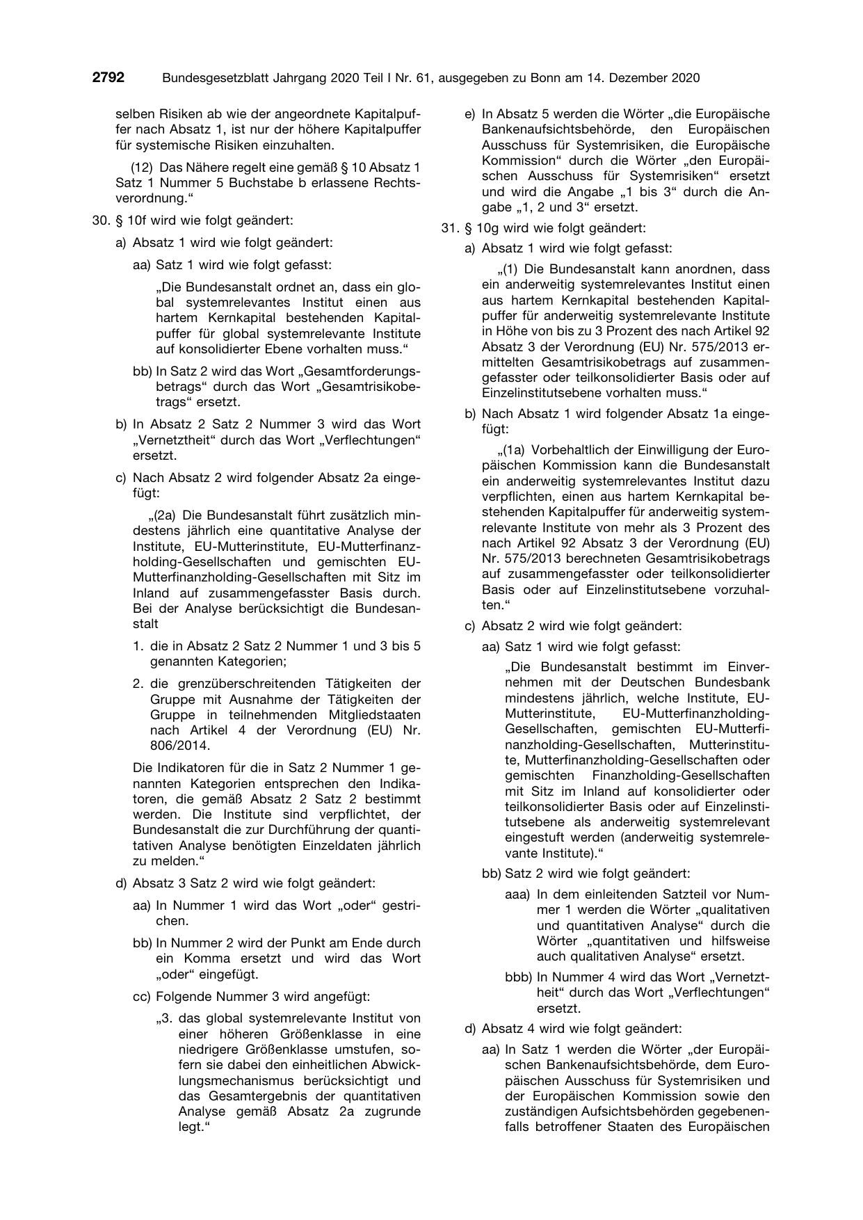 BGBl. 2020, Seite 2792 — Originalseite als Abbildung