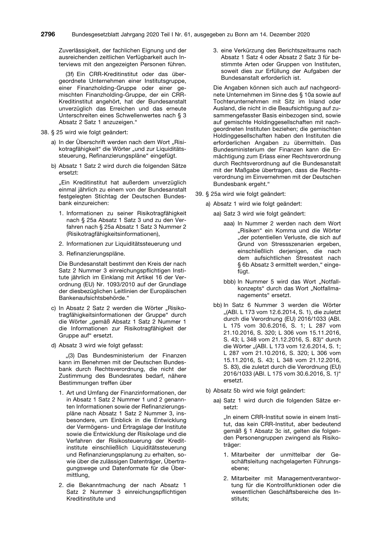 BGBl. 2020, Seite 2796 — Originalseite als Abbildung