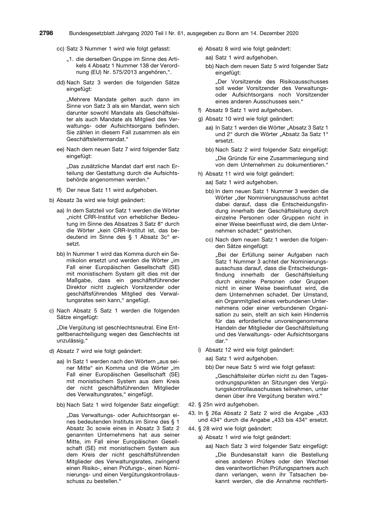BGBl. 2020, Seite 2798 — Originalseite als Abbildung