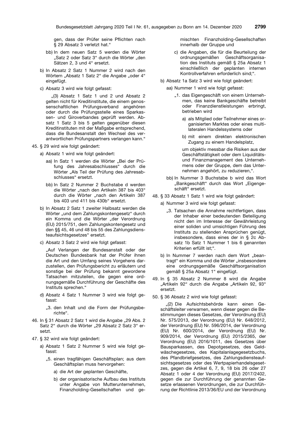 BGBl. 2020, Seite 2799 — Originalseite als Abbildung