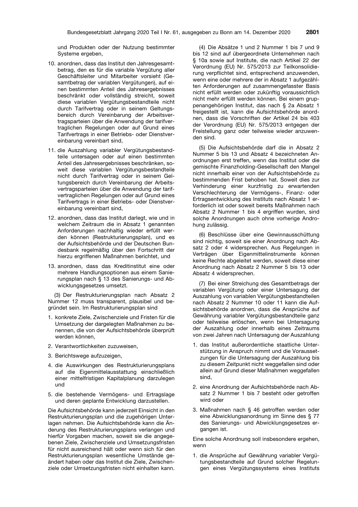 BGBl. 2020, Seite 2801 — Originalseite als Abbildung