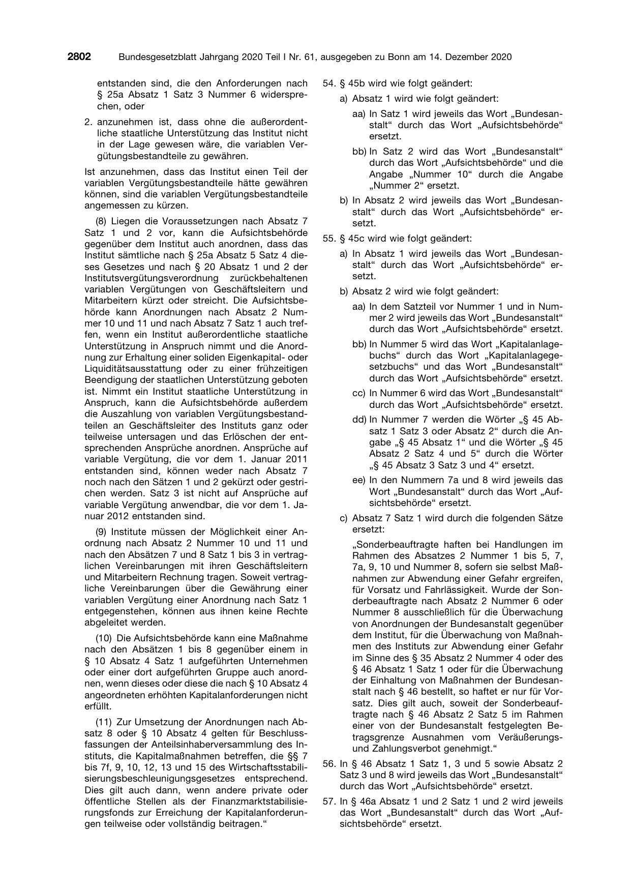 BGBl. 2020, Seite 2802 — Originalseite als Abbildung