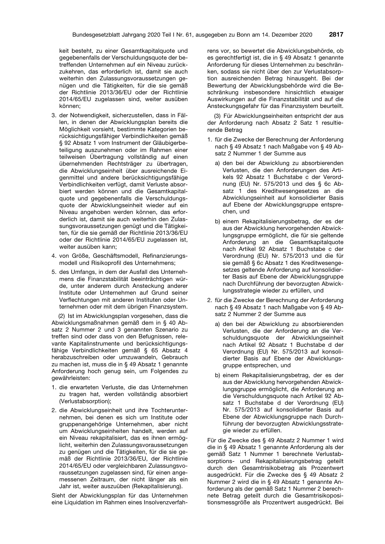 BGBl. 2020, Seite 2817 — Originalseite als Abbildung