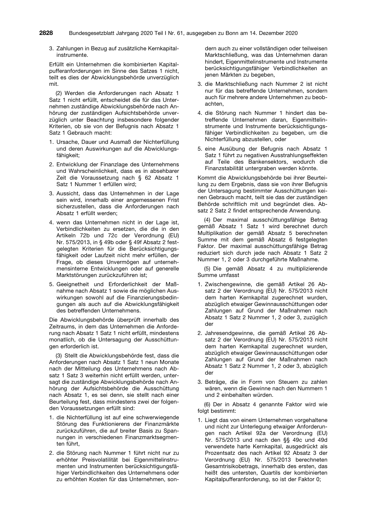 BGBl. 2020, Seite 2828 — Originalseite als Abbildung