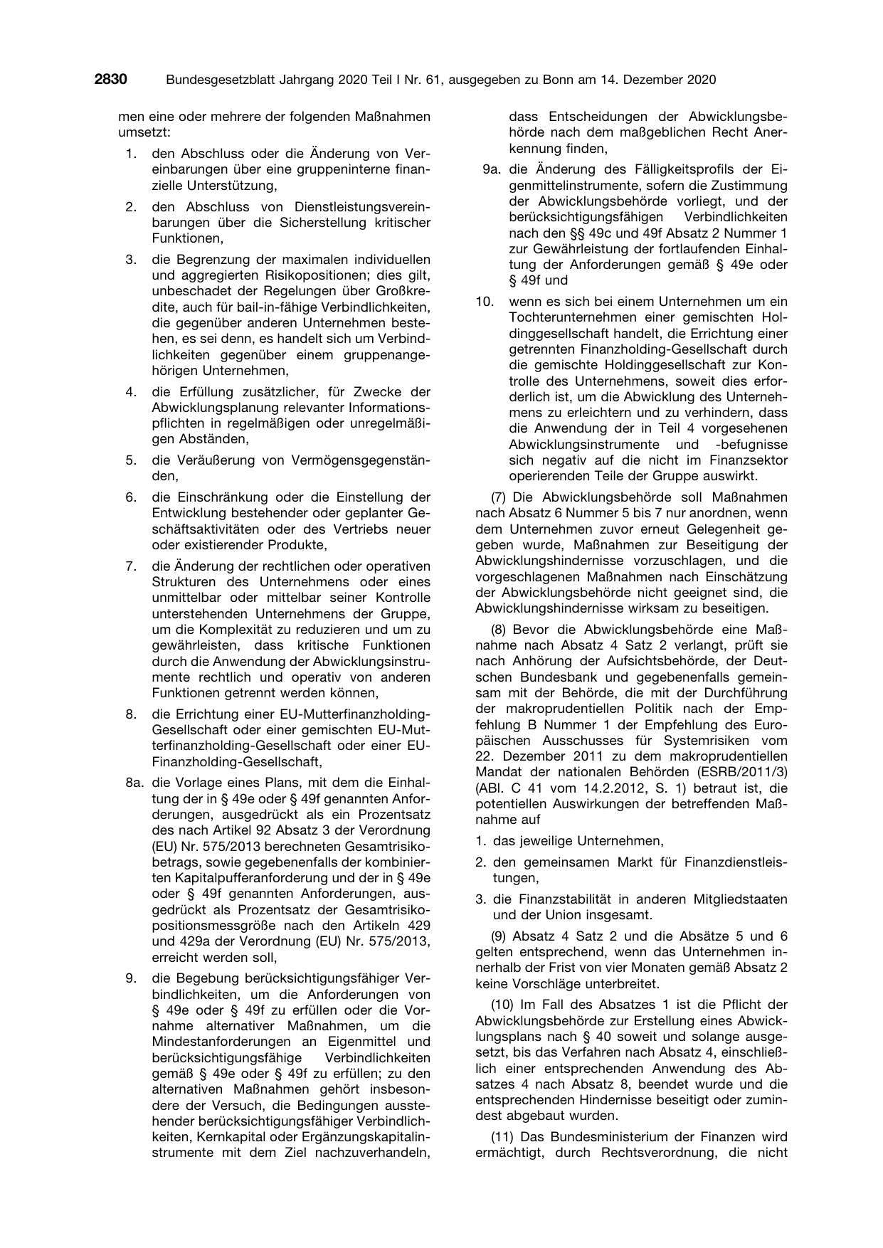 BGBl. 2020, Seite 2830 — Originalseite als Abbildung